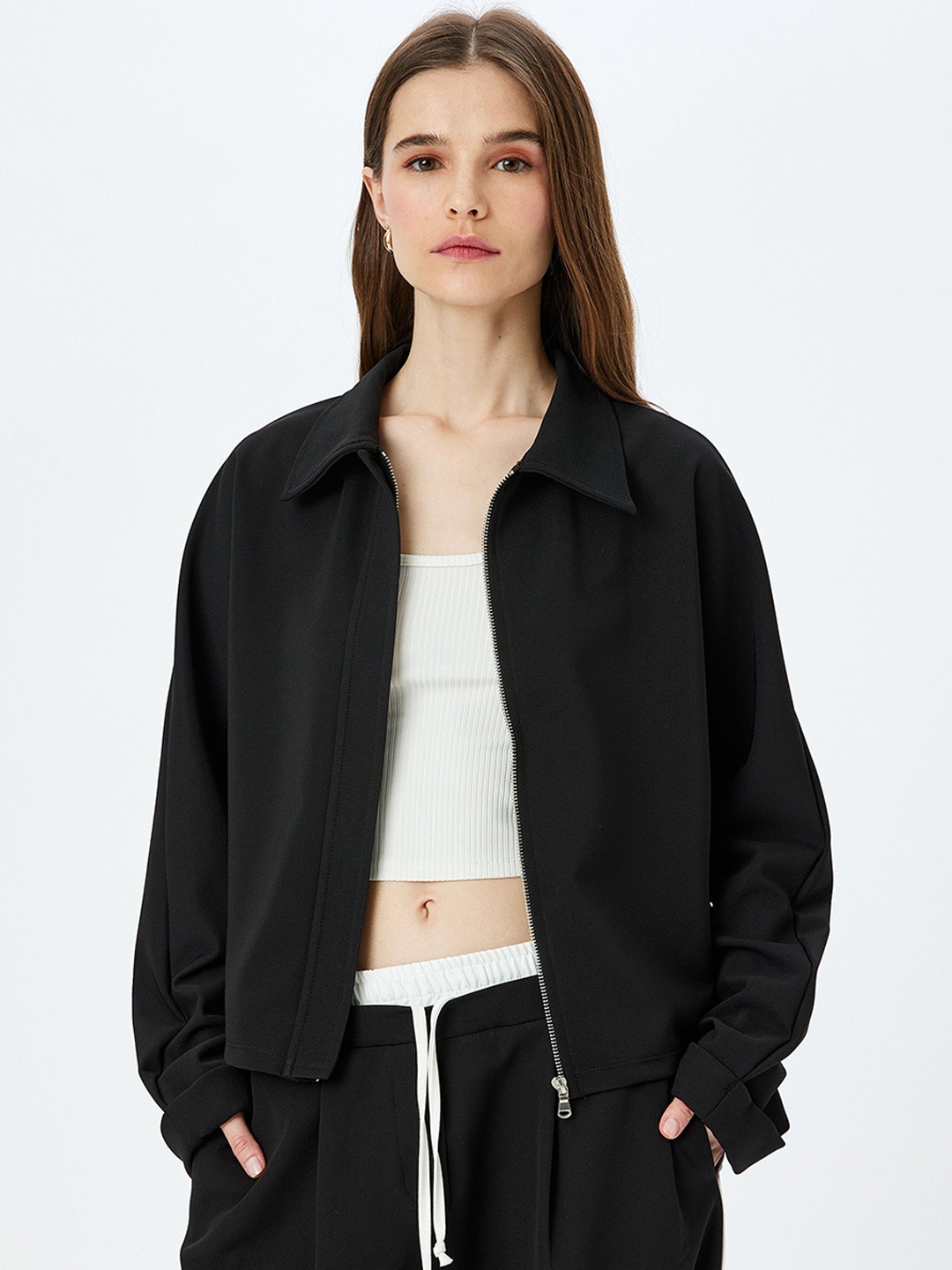 

Koton Women Crop Sporty Jacket, Black
