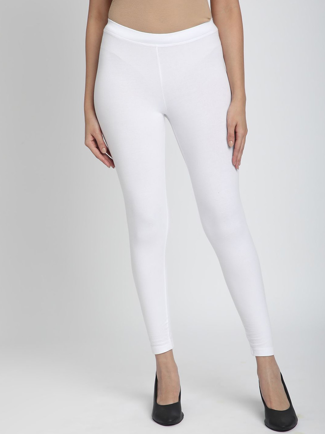R&B Women Mid-Rise Ankle-Length Leggings, White