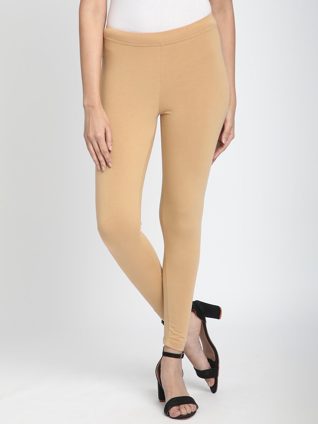 

R&B Women Ankle Length Leggings, Beige