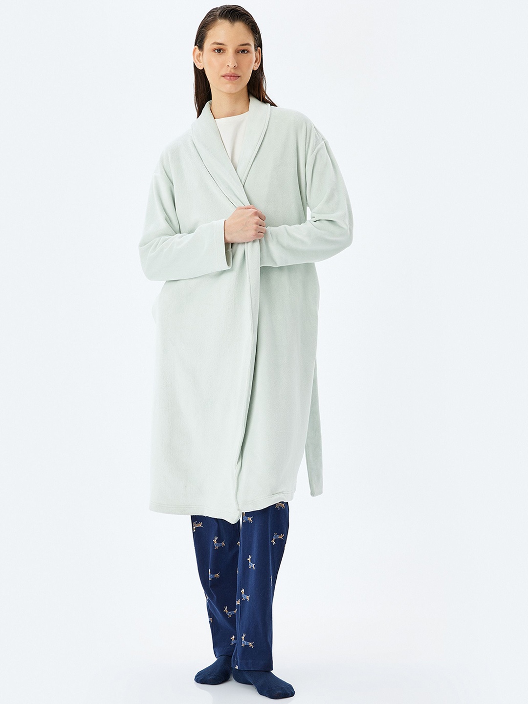 

Koton Women Shawl Collar Robe, Green