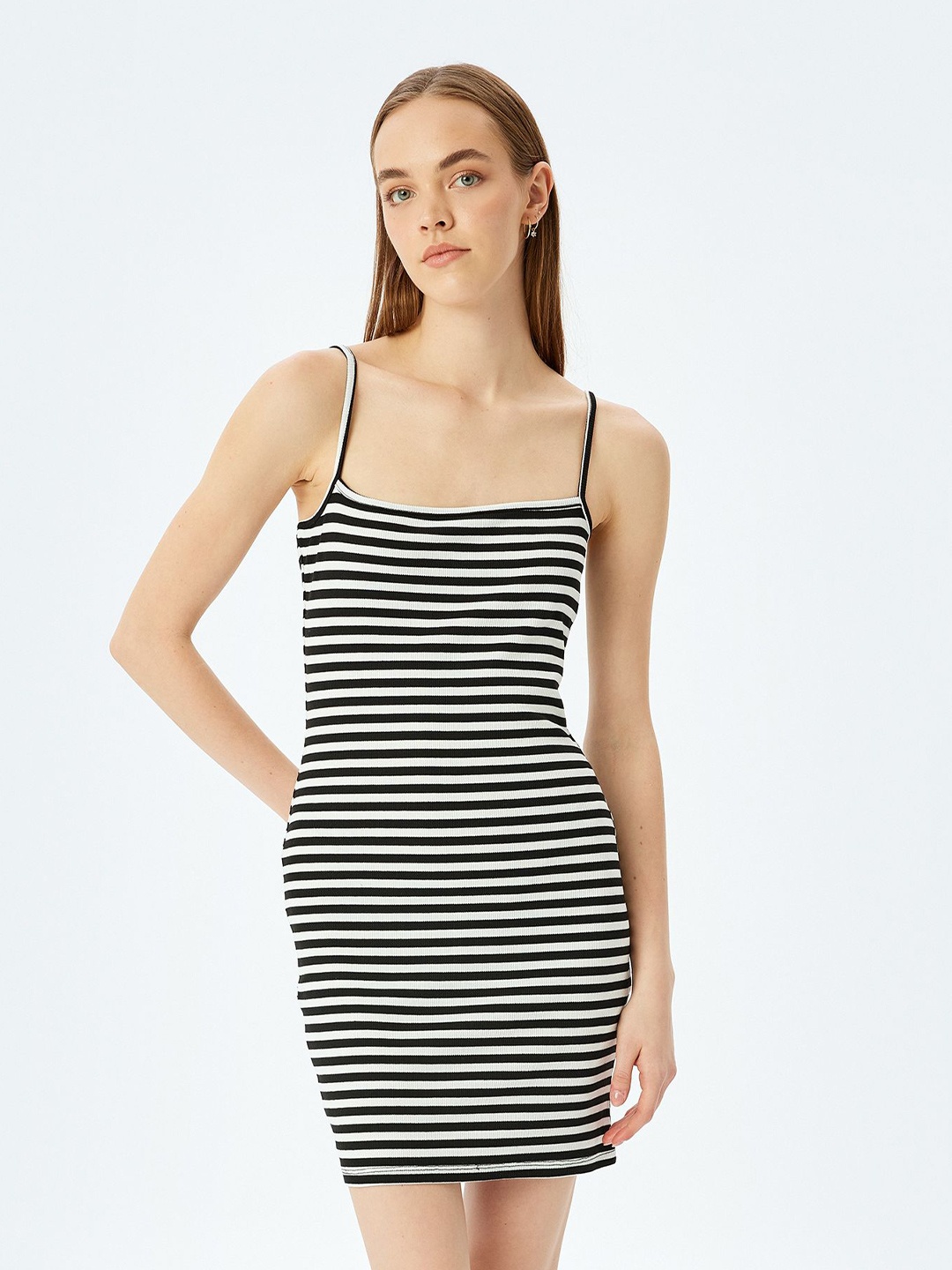 

Koton Women Striped A-Line Dress, Black