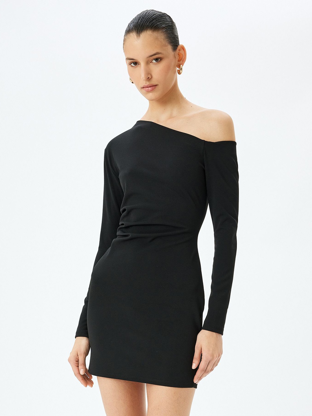 

Koton Women One Shoulder Bodycon Above Knee Dress, Black