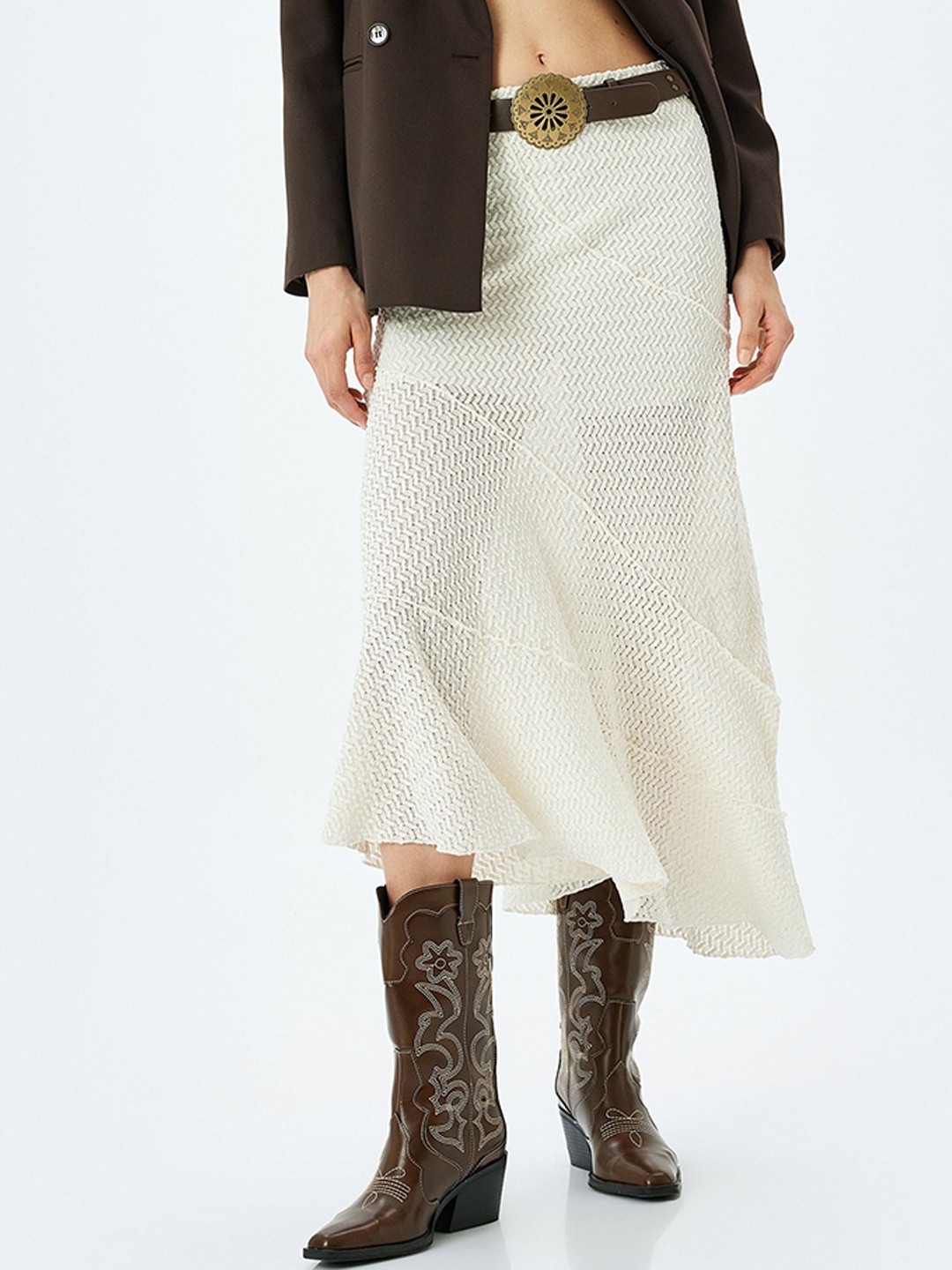 

Koton Self Designed A-Line Midi Skirt, White