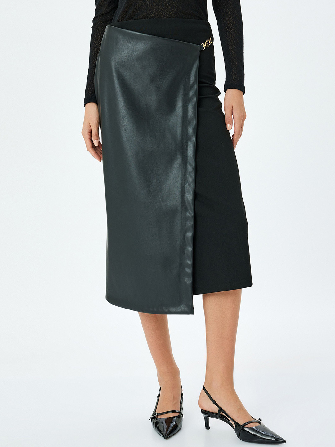 

Koton Women Midi Wrap Skirt, Black