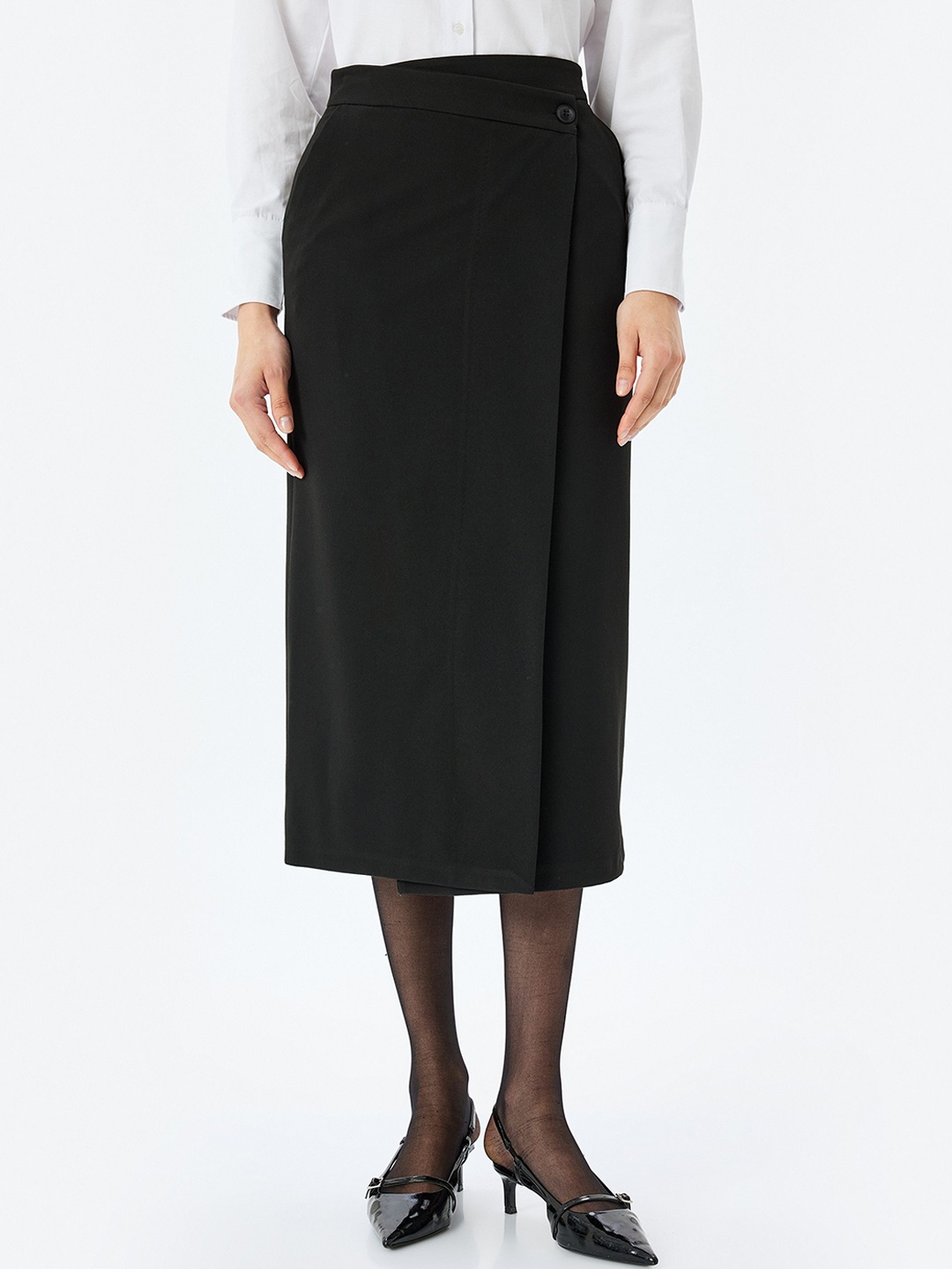 Koton Women Straight Midi Skirt, Black
