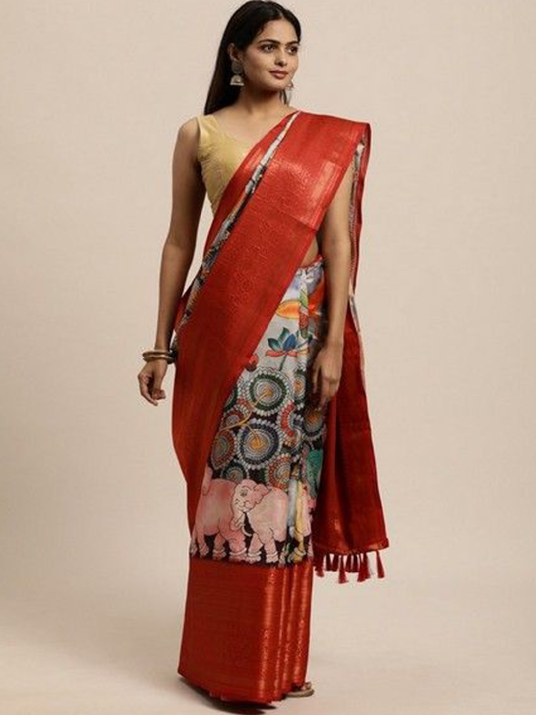 

VARNI FABRICS Ethnic Motifs Zari Pure Silk Banarasi Saree, White