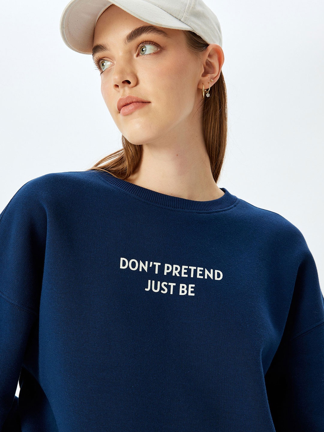 

Koton Women Printed Sweatshirt, Navy blue
