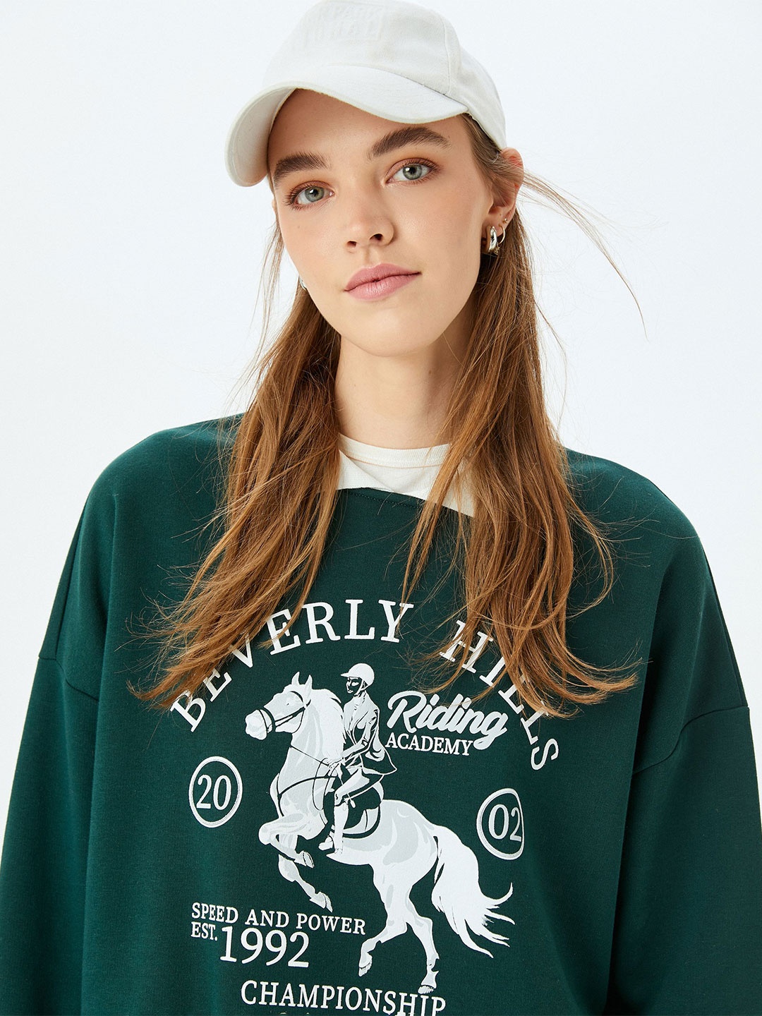 Koton Women Printed Sweatshirt, Green