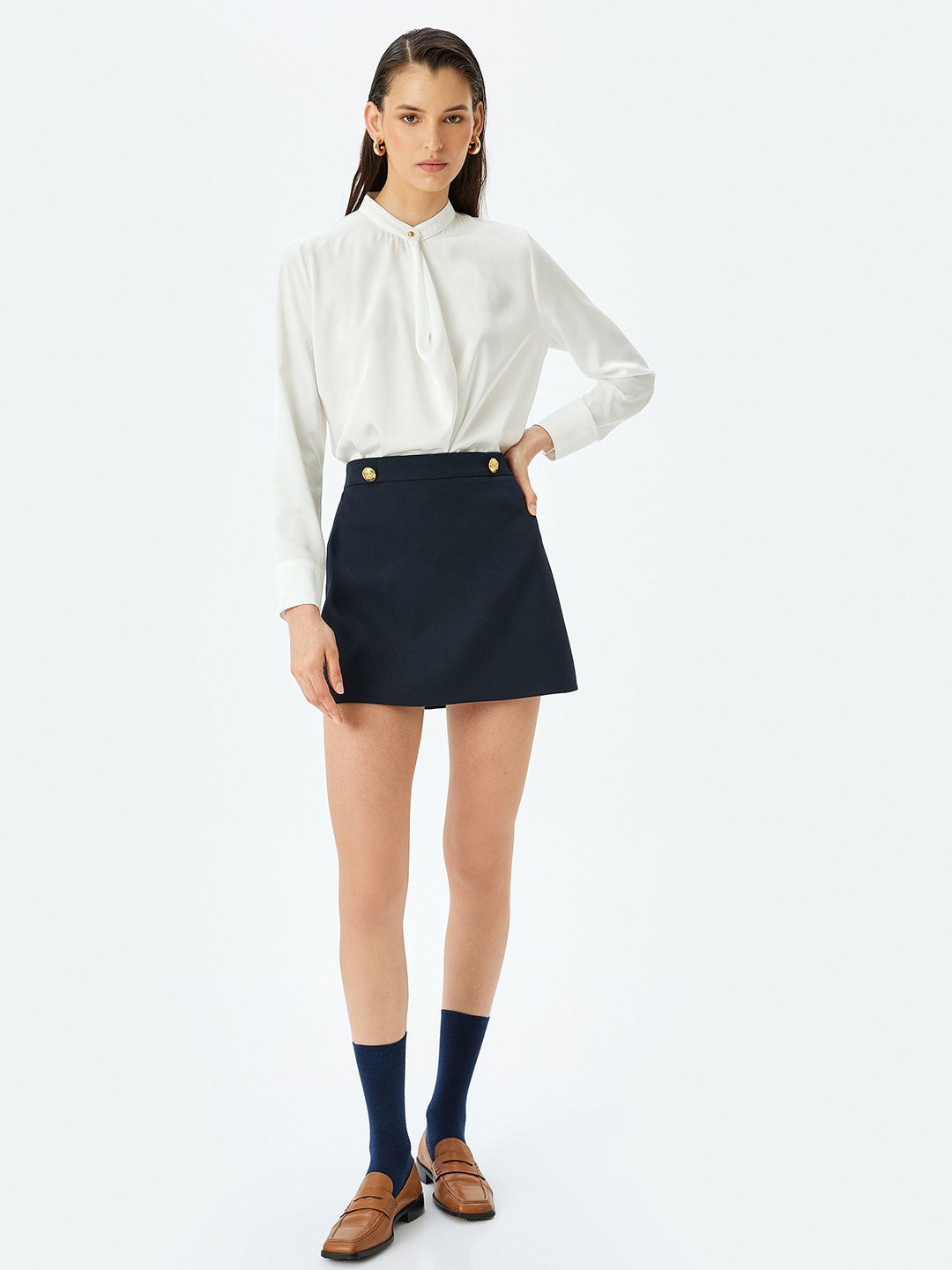 

Koton Mandarin Collar Shirt Style Top, Off white