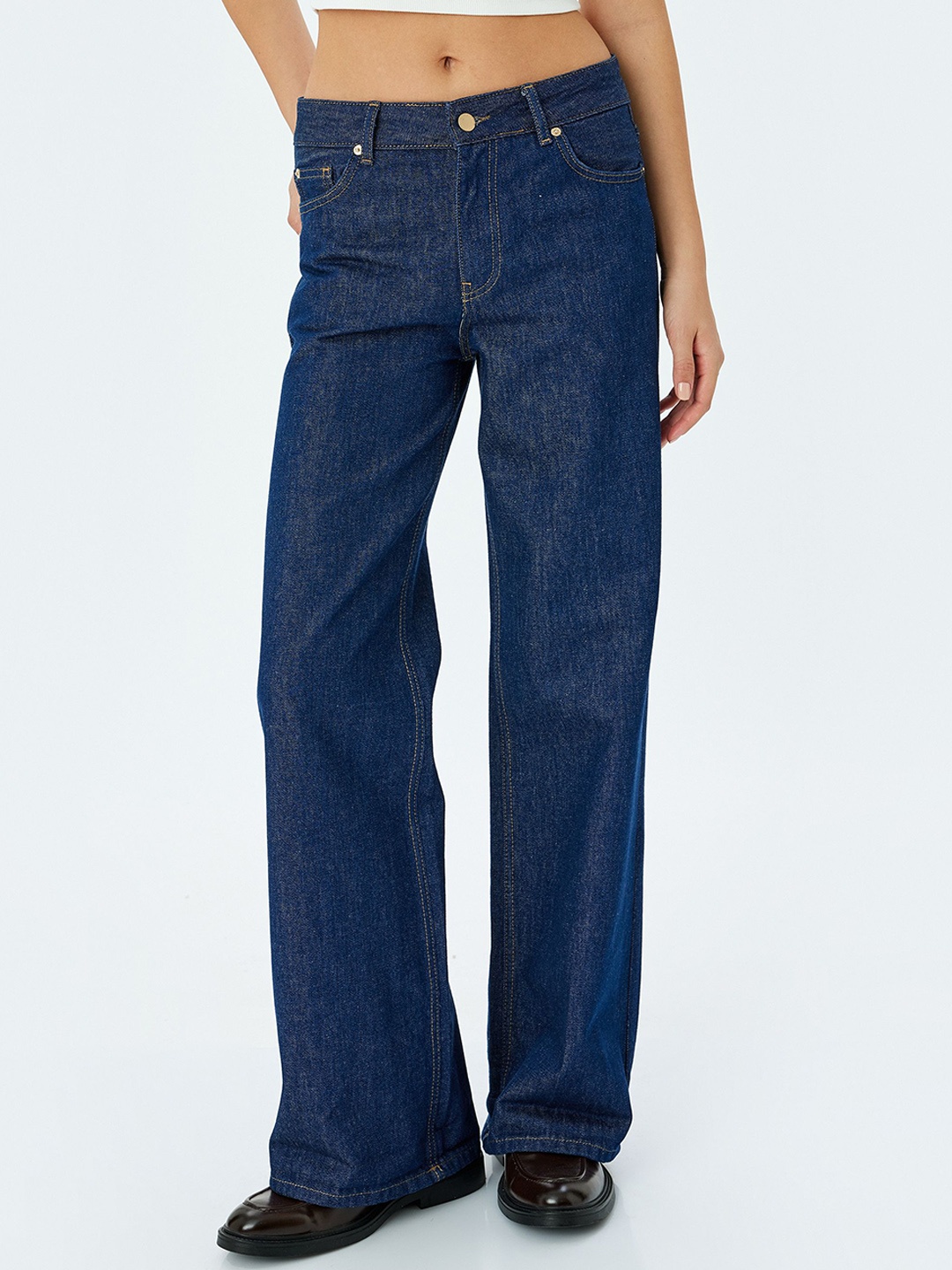 

Koton Women Pure Cotton Relaxed Fit High-Rise Jeans, Blue