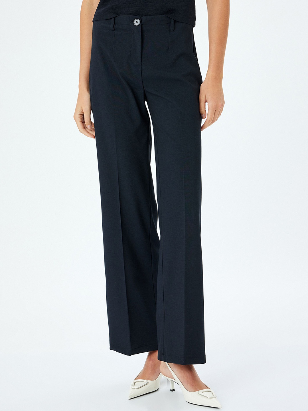 

Koton Women Mid-Rise Straight Fit Formal Trouser, Navy blue