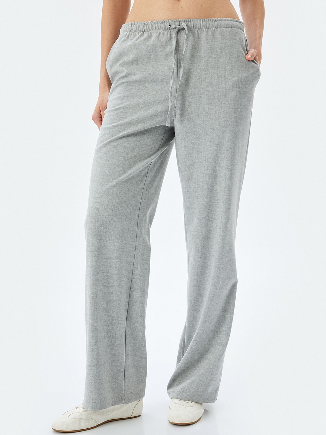 Koton Women Straight Fit Trousers, Grey
