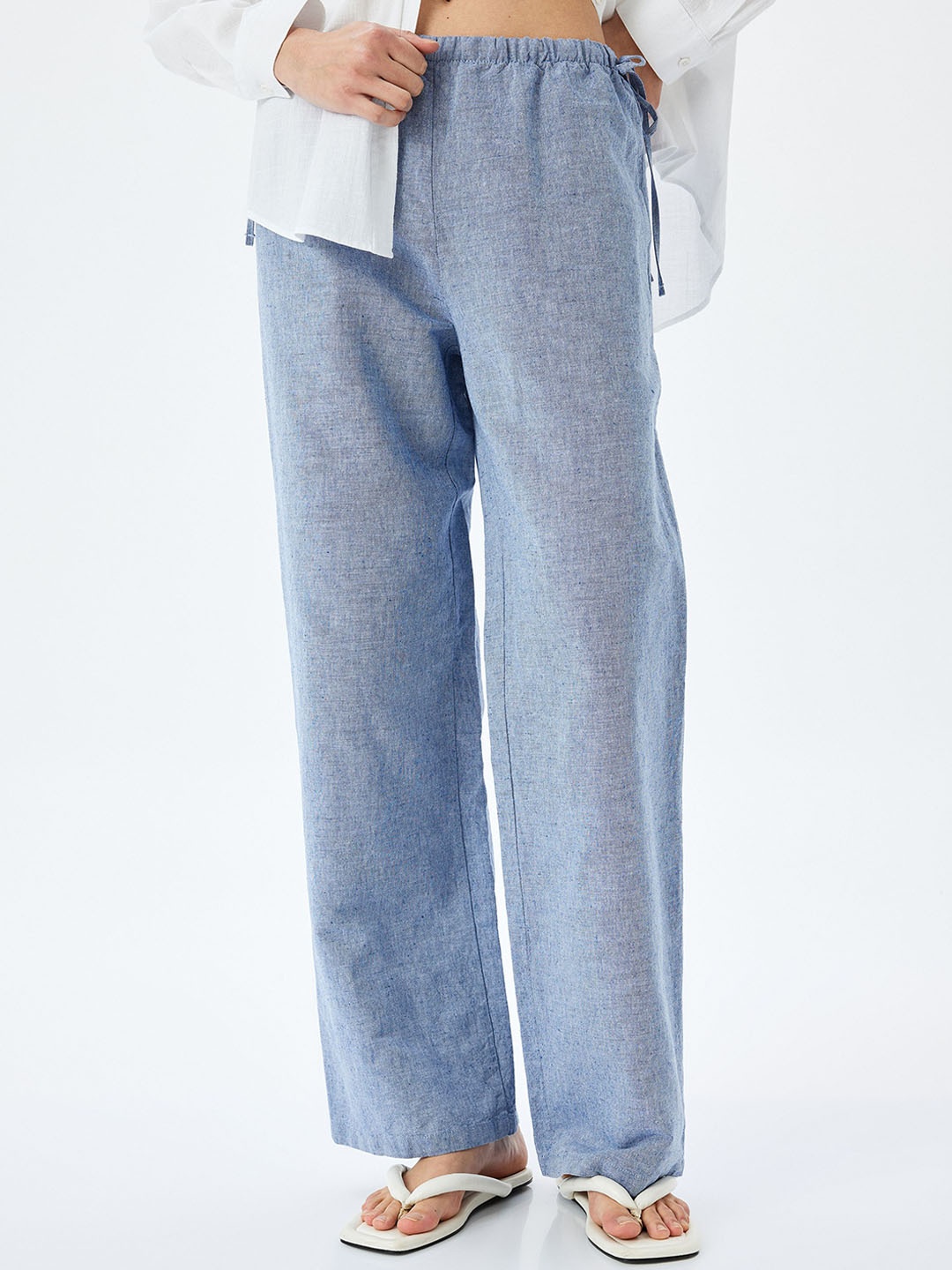 

Koton Women Mid-Rise Regular Fit Trousers, Blue