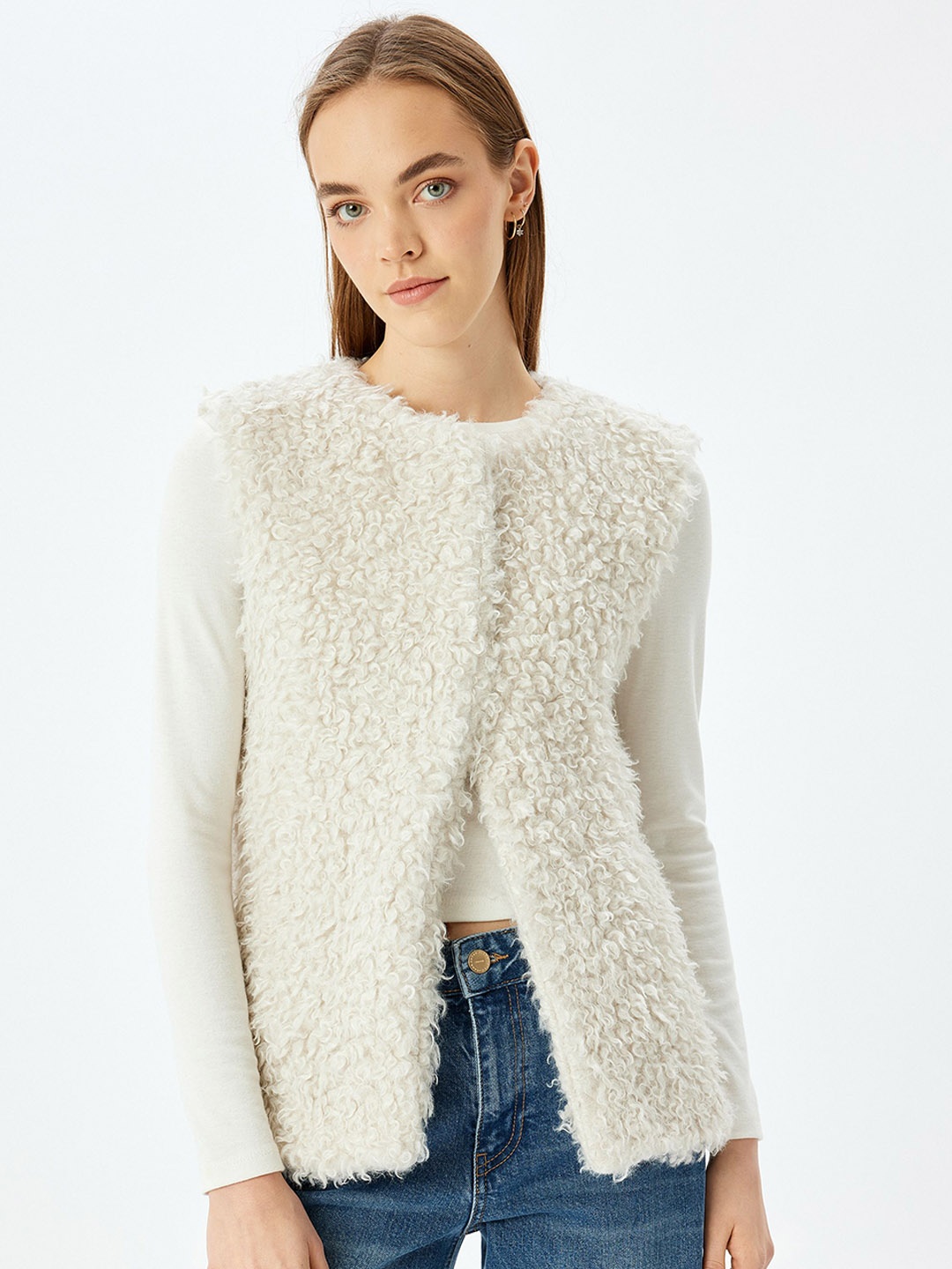 Koton Self-Design Cardigan, Beige