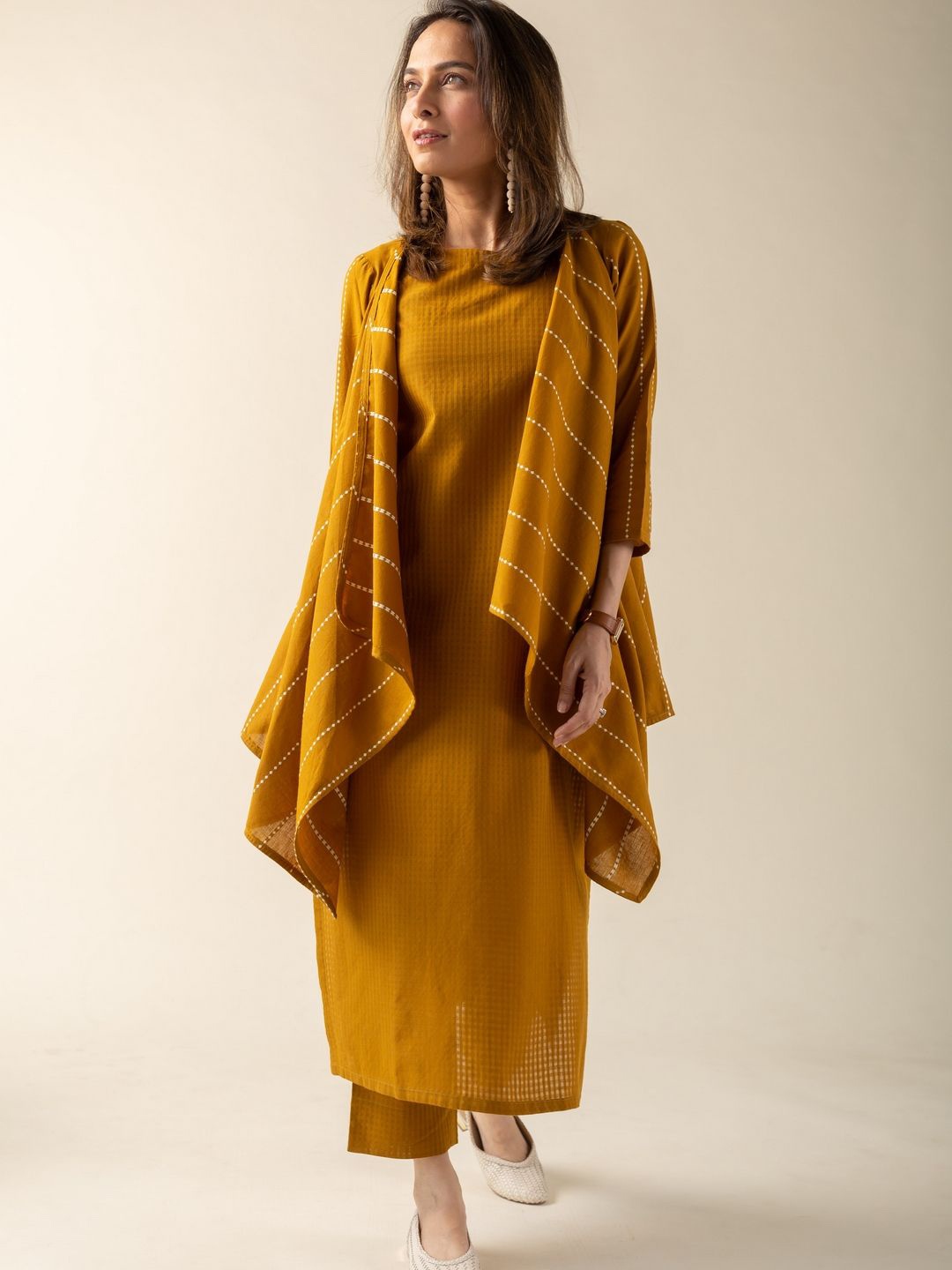 

KUSVAA Women Regular Pure Cotton Kurta with Pyjamas, Mustard