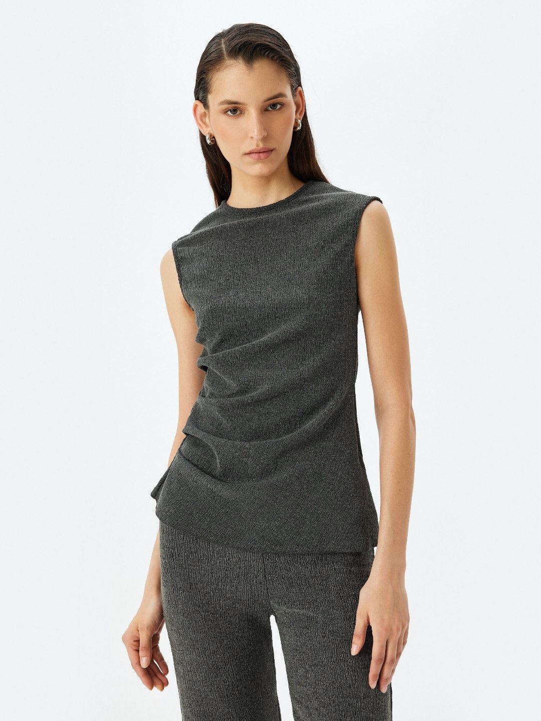 

Koton Women Self Design Round Neck Top, Grey