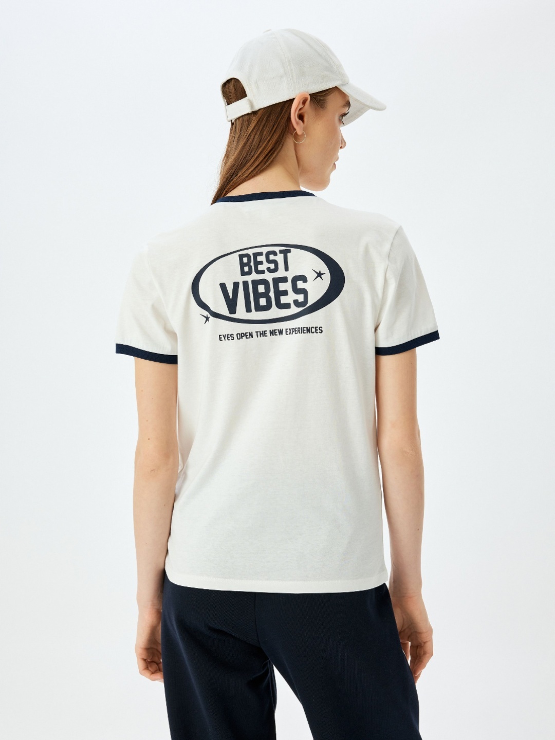 Koton Women Typography Printed Round Neck Cotton T-shirt, White