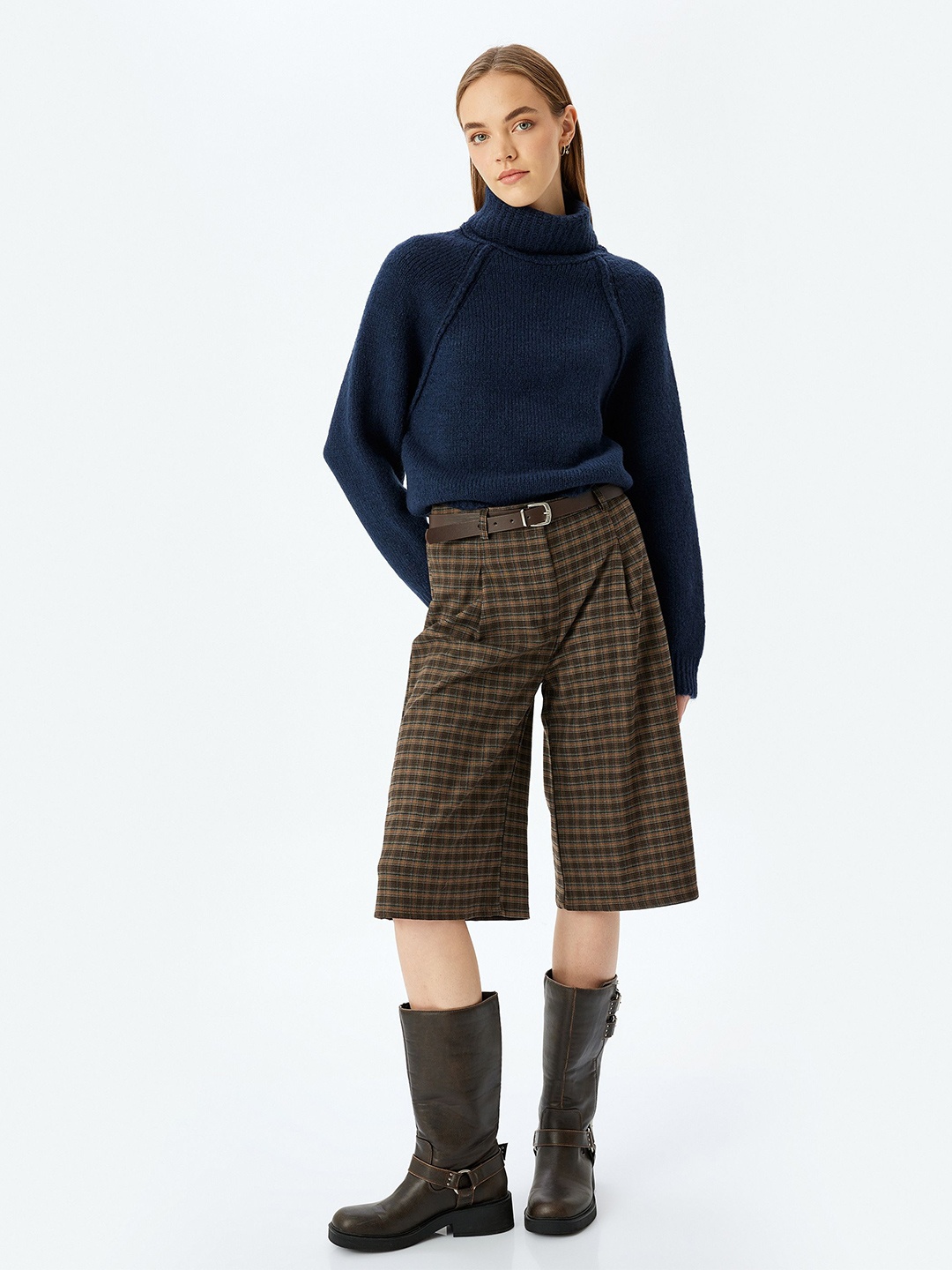 

Koton Women Turtle Neck Ribbed Pullover Sweater, Blue