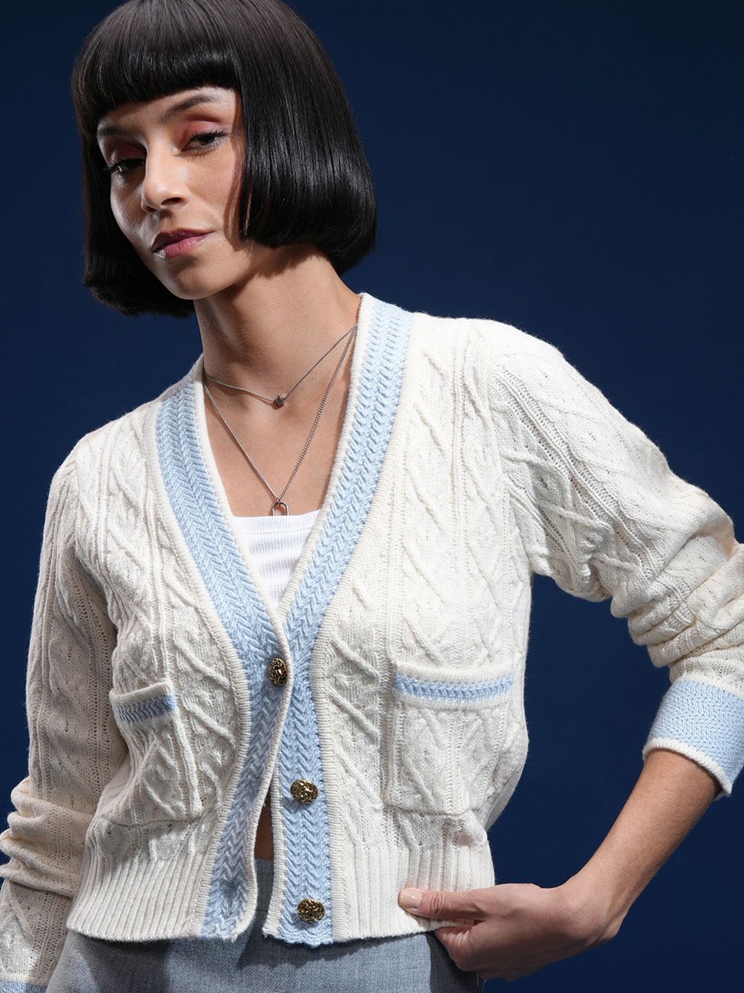 

Tokyo Talkies Women Full Sleeve cardigan Sweater, Off white