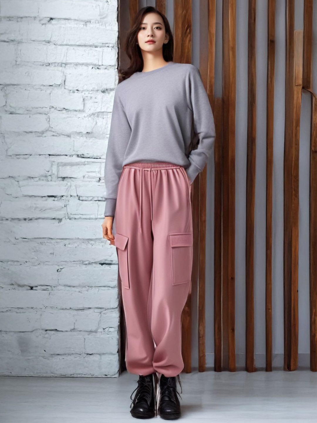 

StyleCast Women Relaxed Loose Fit Trousers, Pink