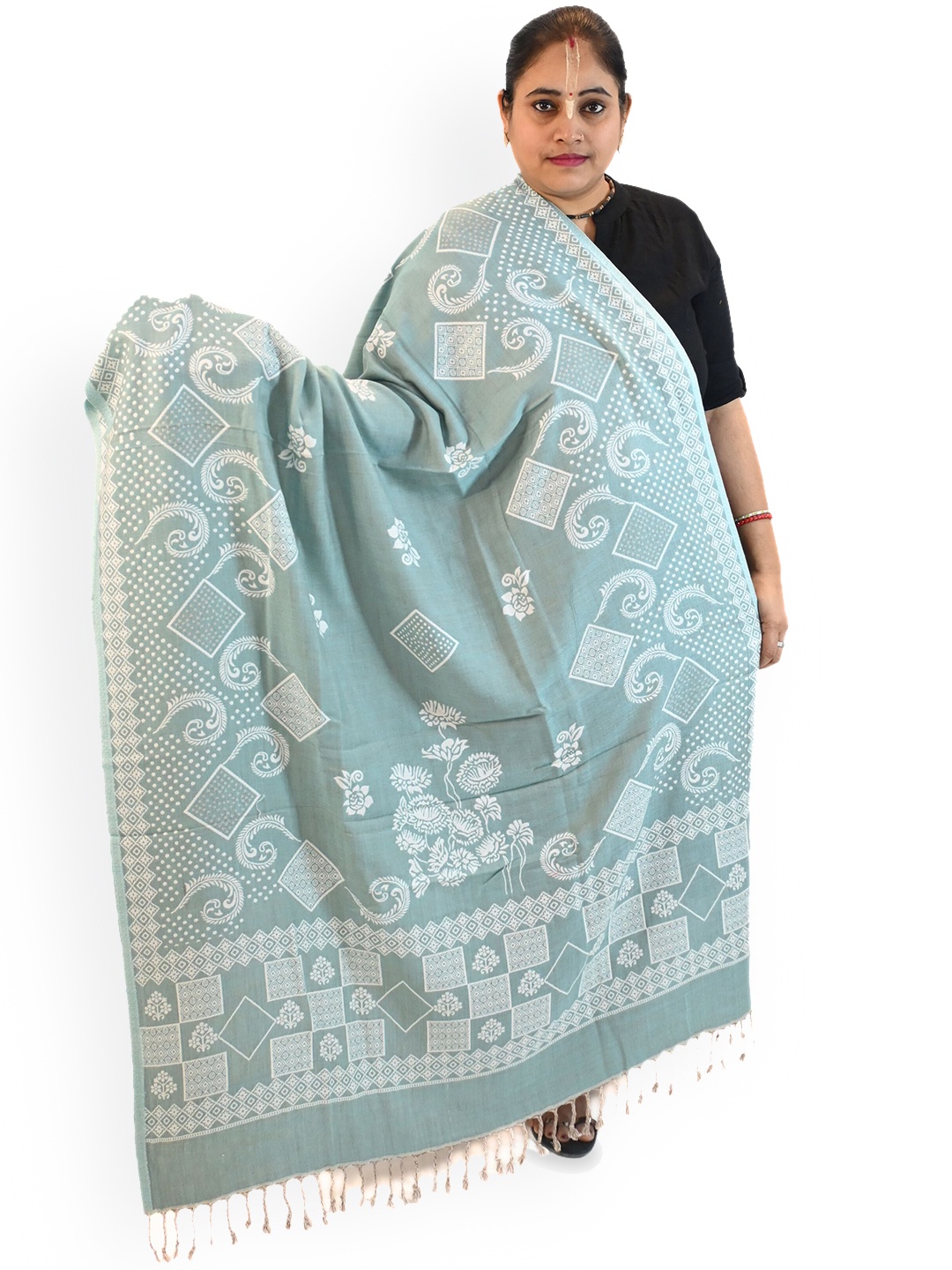 Vrinde Women Ethnic Motifs Printed Shawl, Blue