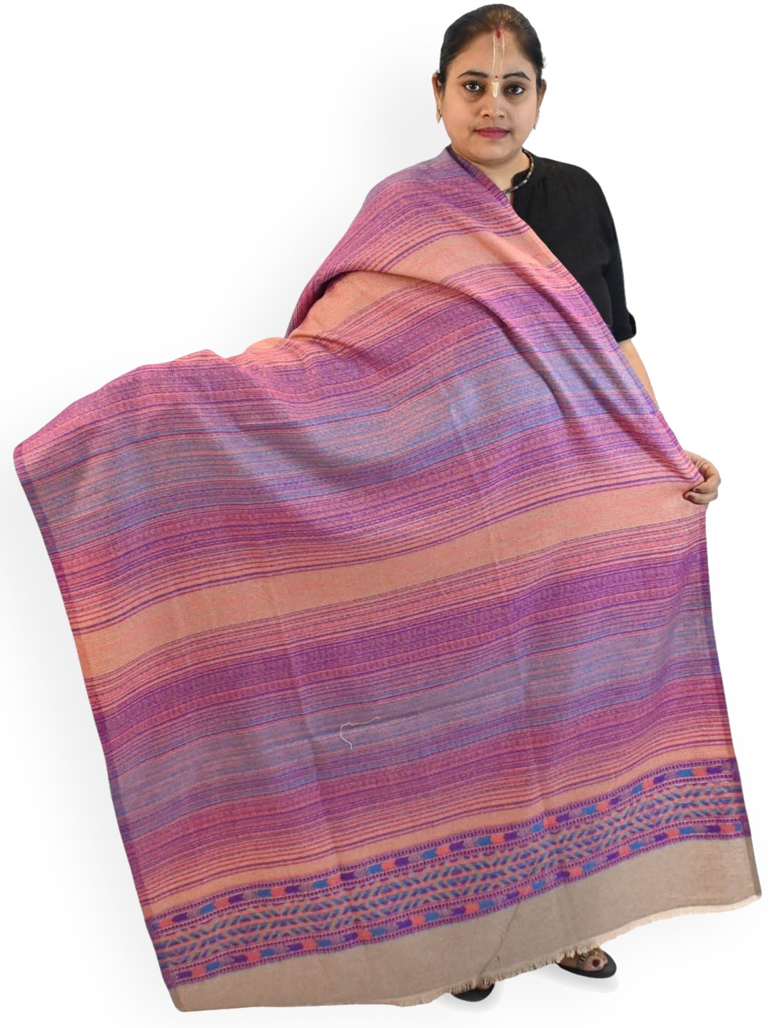 Vrinde Women Geometric Printed Shawl, Pink