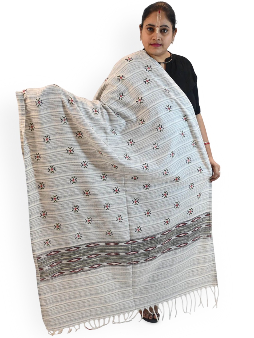 

Vrinde Women Ethnic Motifs Printed Shawl, Off white