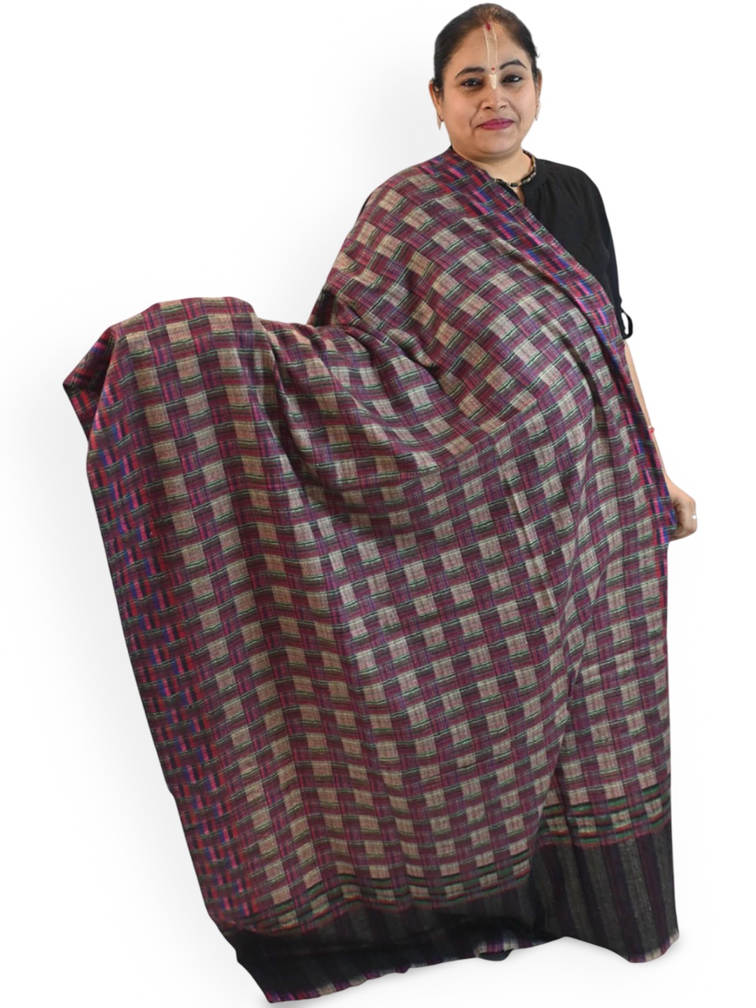 

Vrinde Women Checked Printed Shawl, Purple