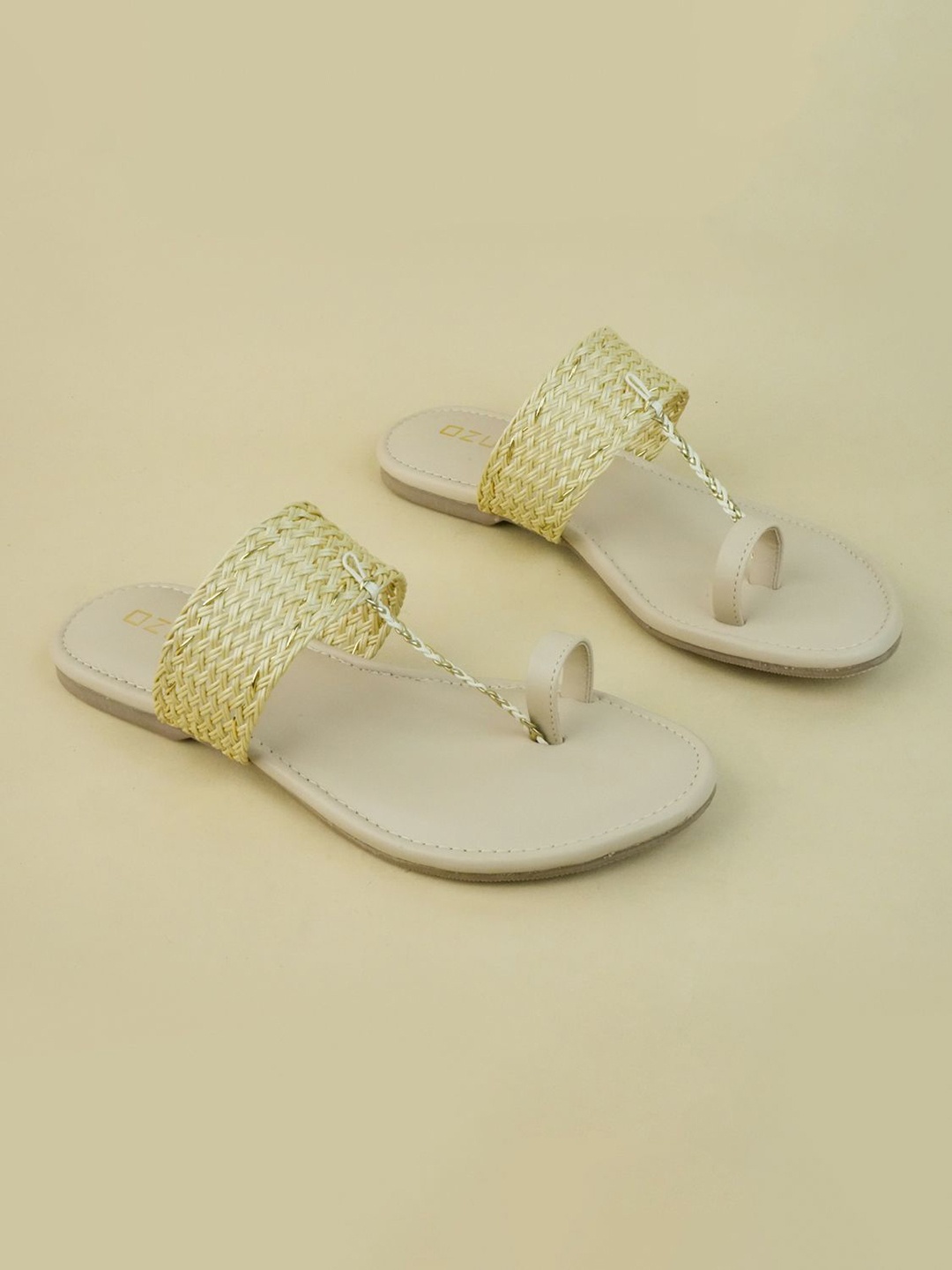 Ozuri Women One Toe Flats, Beige
