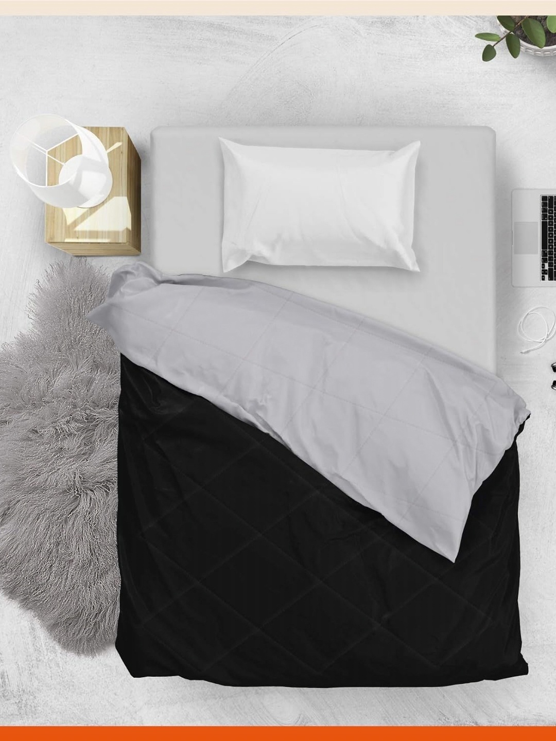 

Jinaya's Black & Grey Microfiber Heavy Winter 233 GSM Single Bed Comforter
