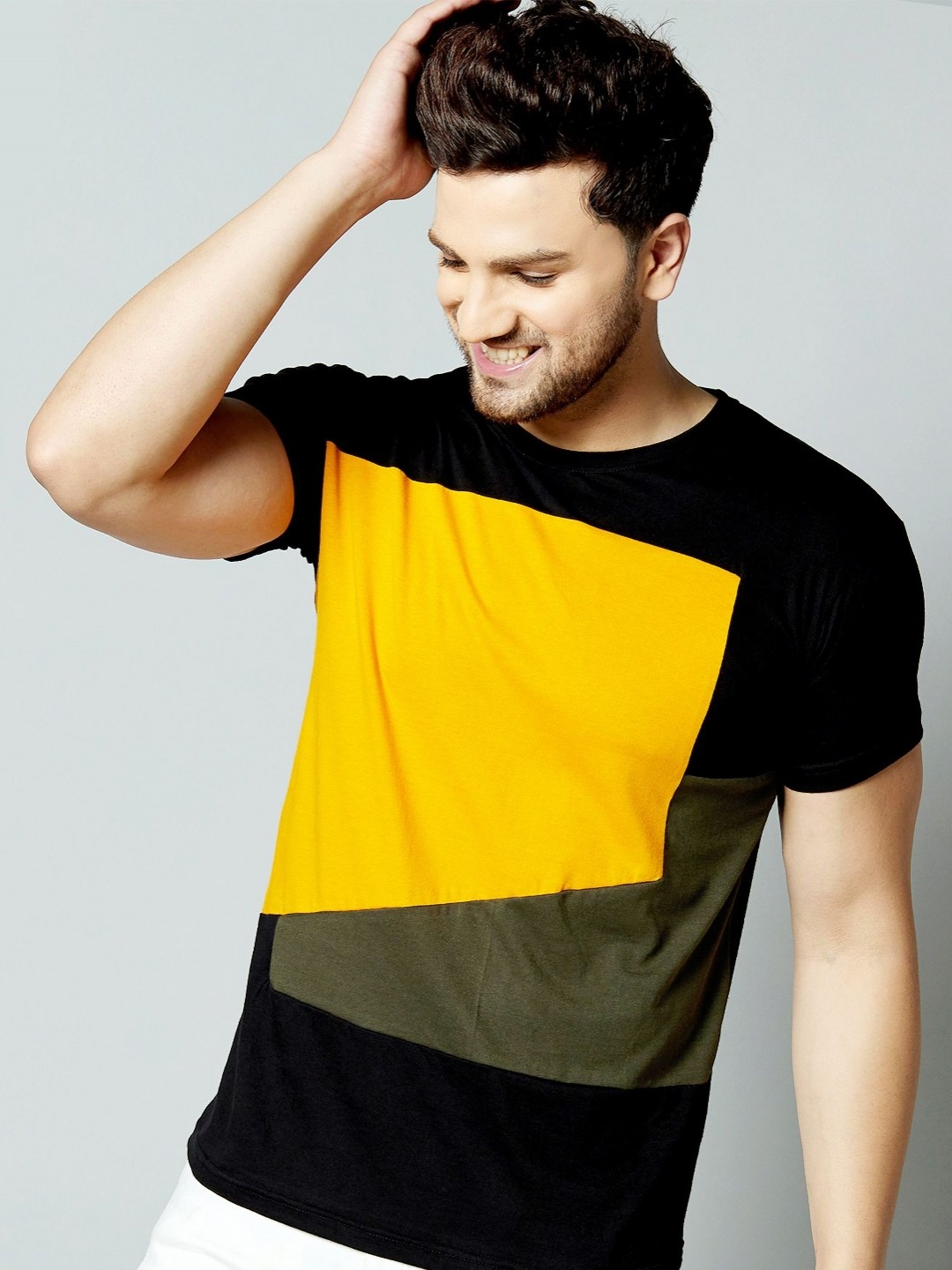 

AUSK Striped Half Sleeve Round Neck Tshirt, Black