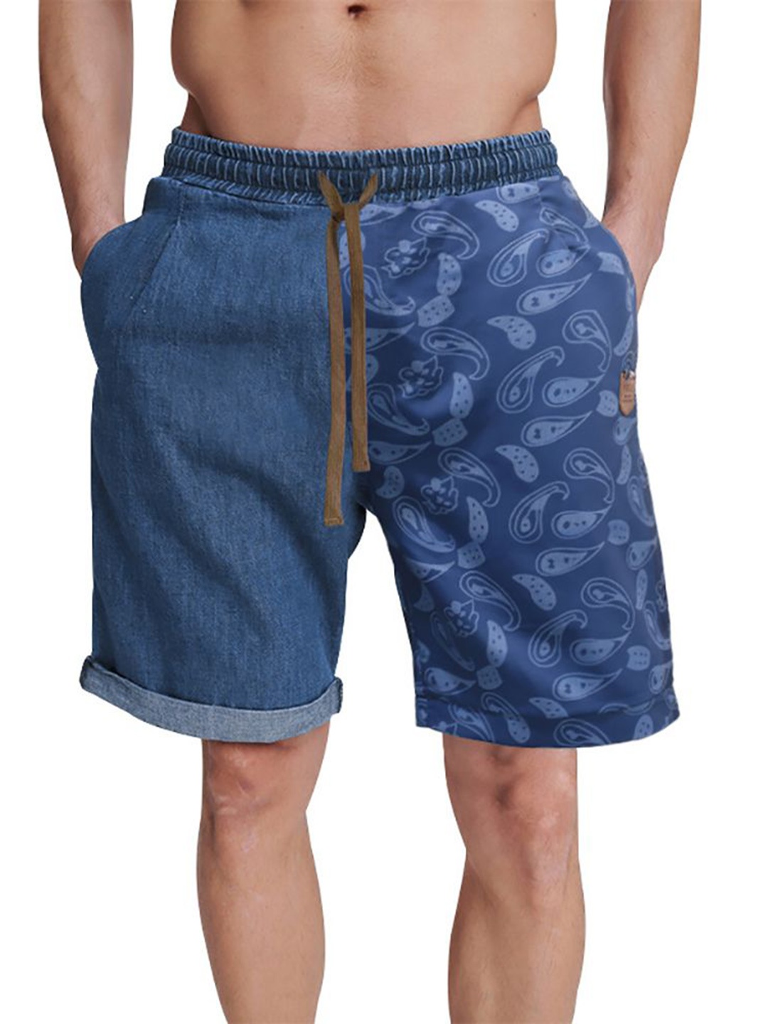StyleCast x Revolte Men Printed Low-Rise Shorts, Blue