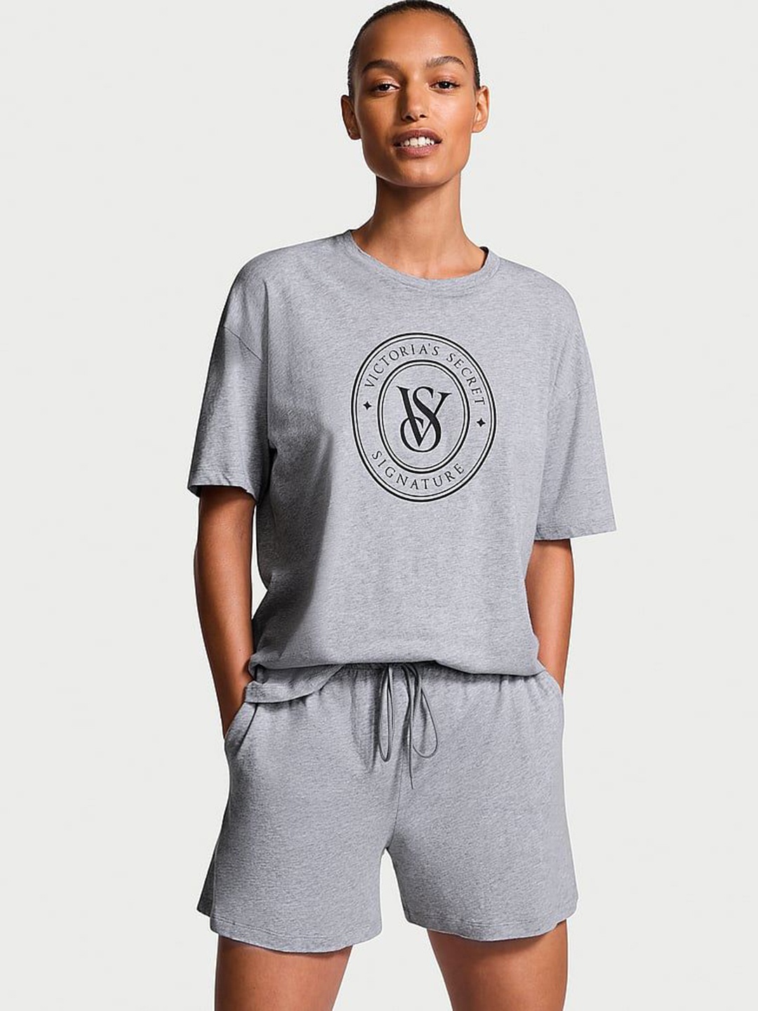 

Victoria's Secret Women Printed Night suit, Grey