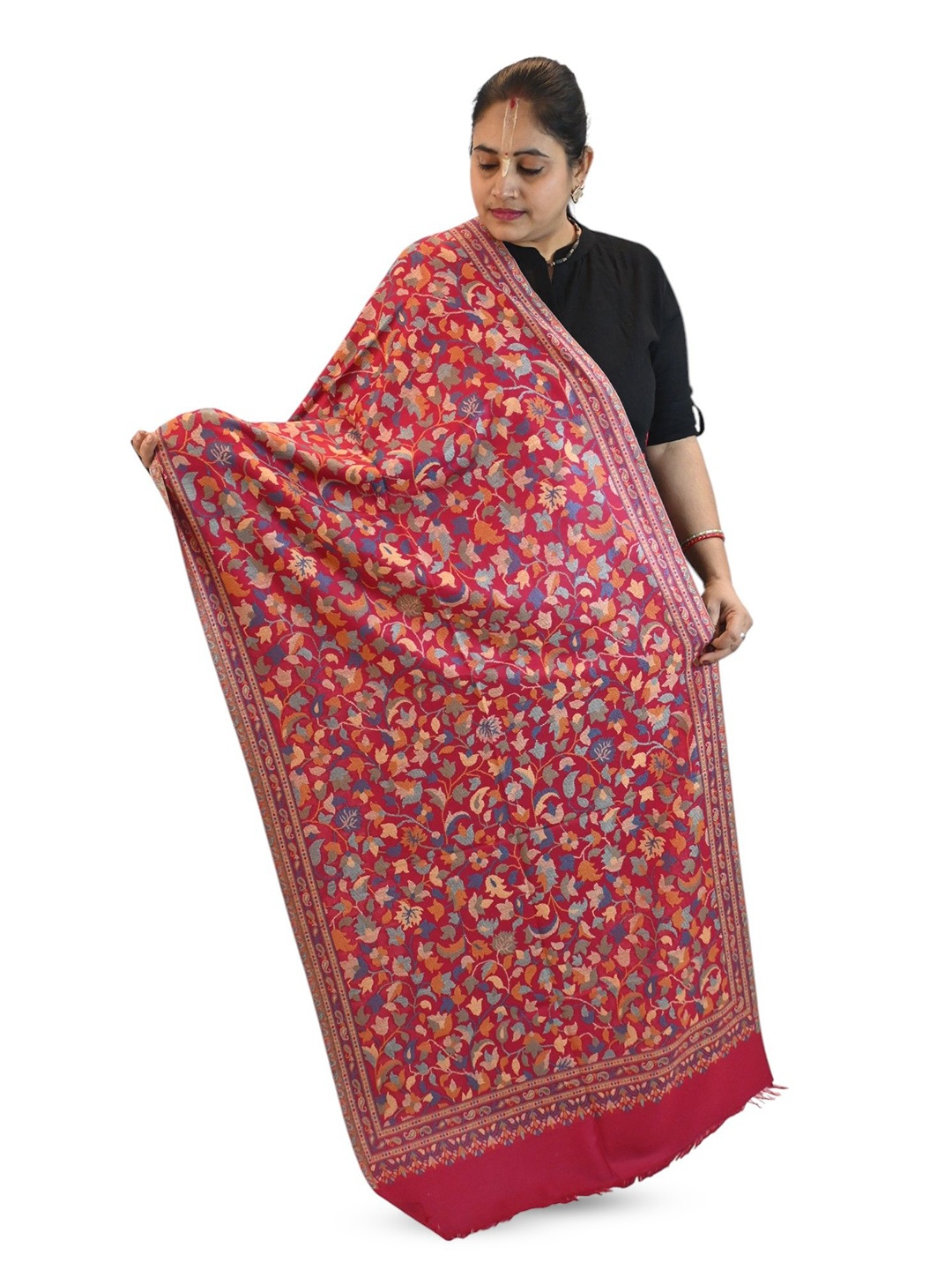 

Vrinde Women Woven Design Stole, Maroon