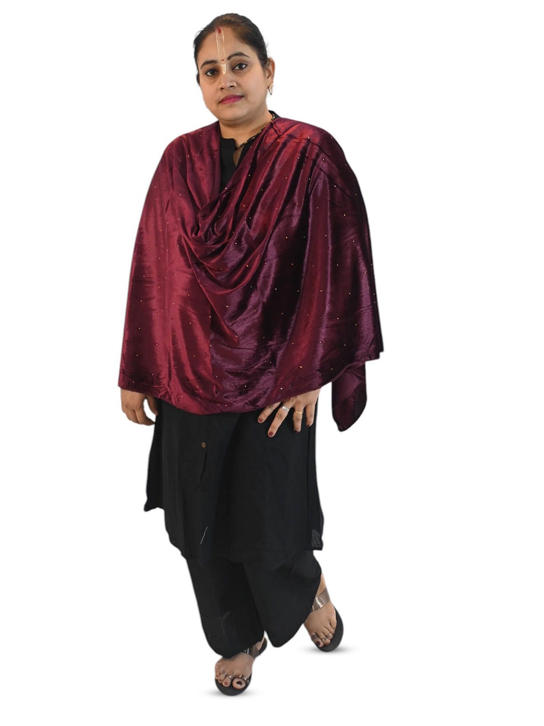 Vrinde Ethnic Motifs Embroidered Stole, Purple