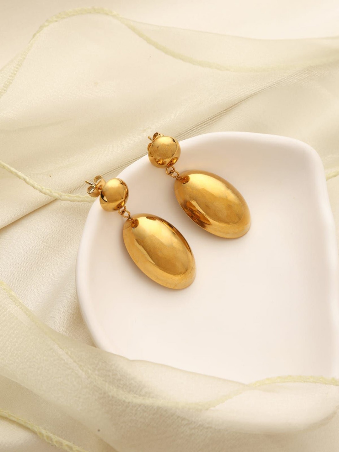 ANJNI CREATION Contemporary Drop Earrings, Gold