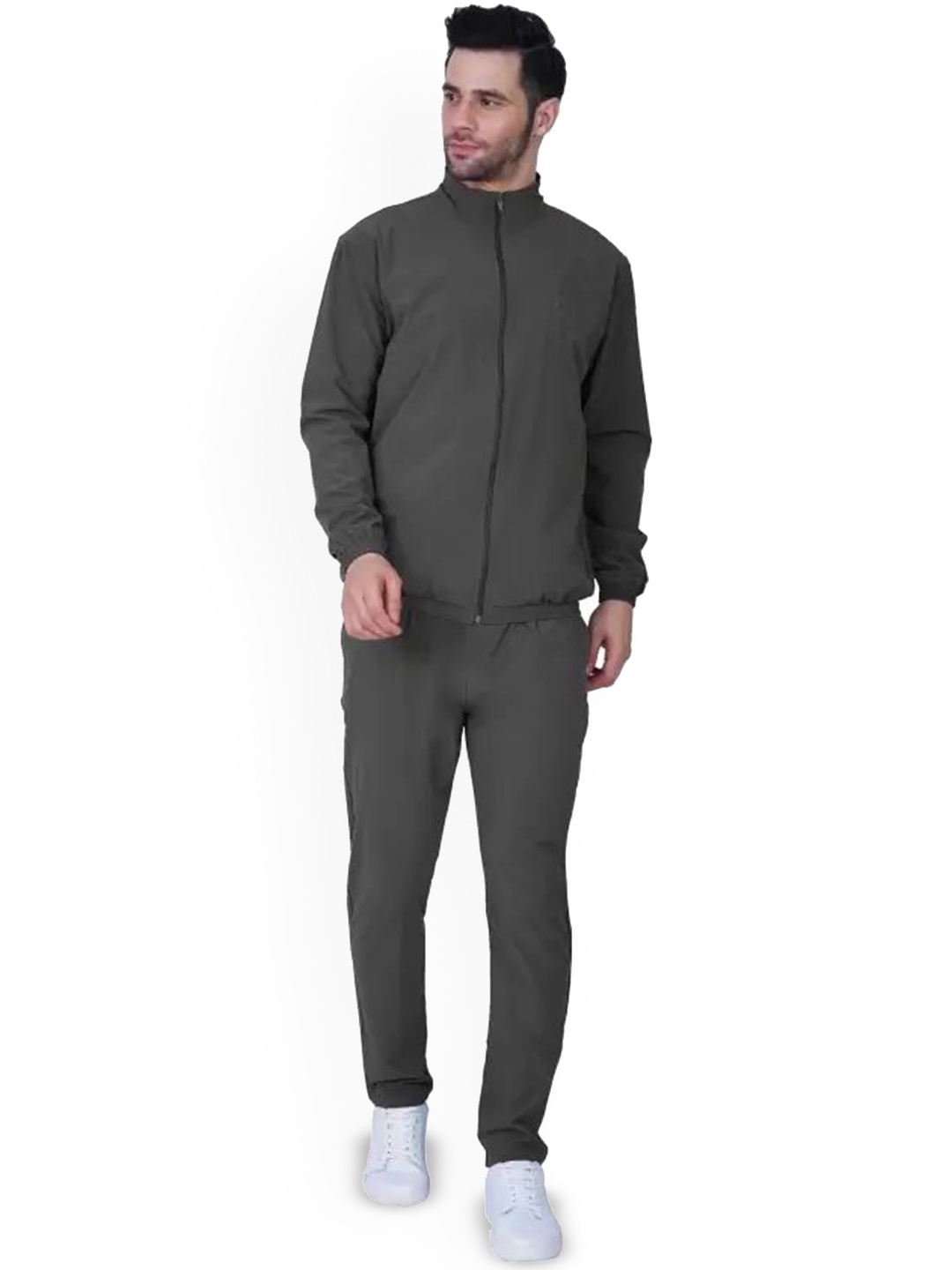

Apraa & Parma Men Mock Collar Tracksuit, Olive