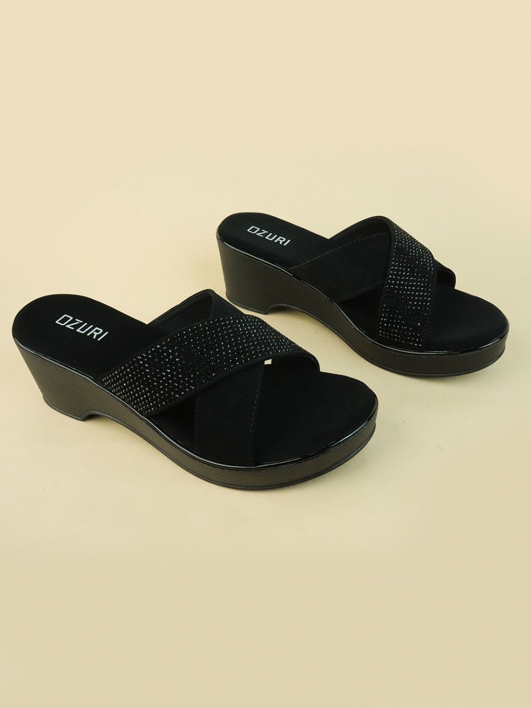 

Ozuri Suede Party Block Sandals, Black