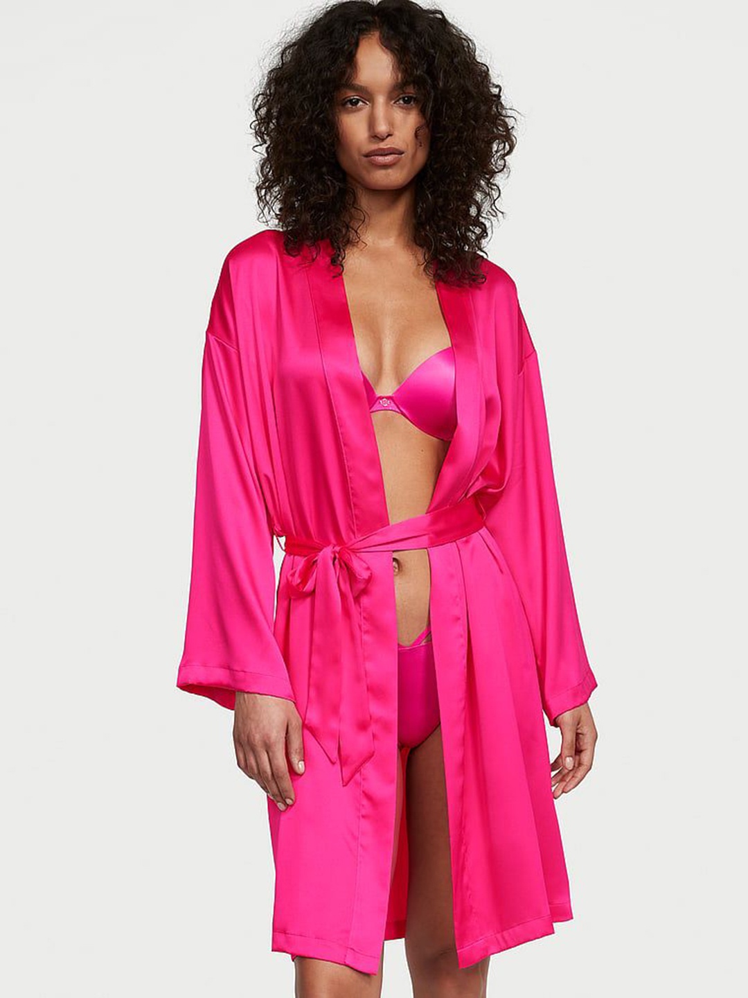 

Victoria's Secret Women Shawl Collar Front Open Robe, Fuchsia