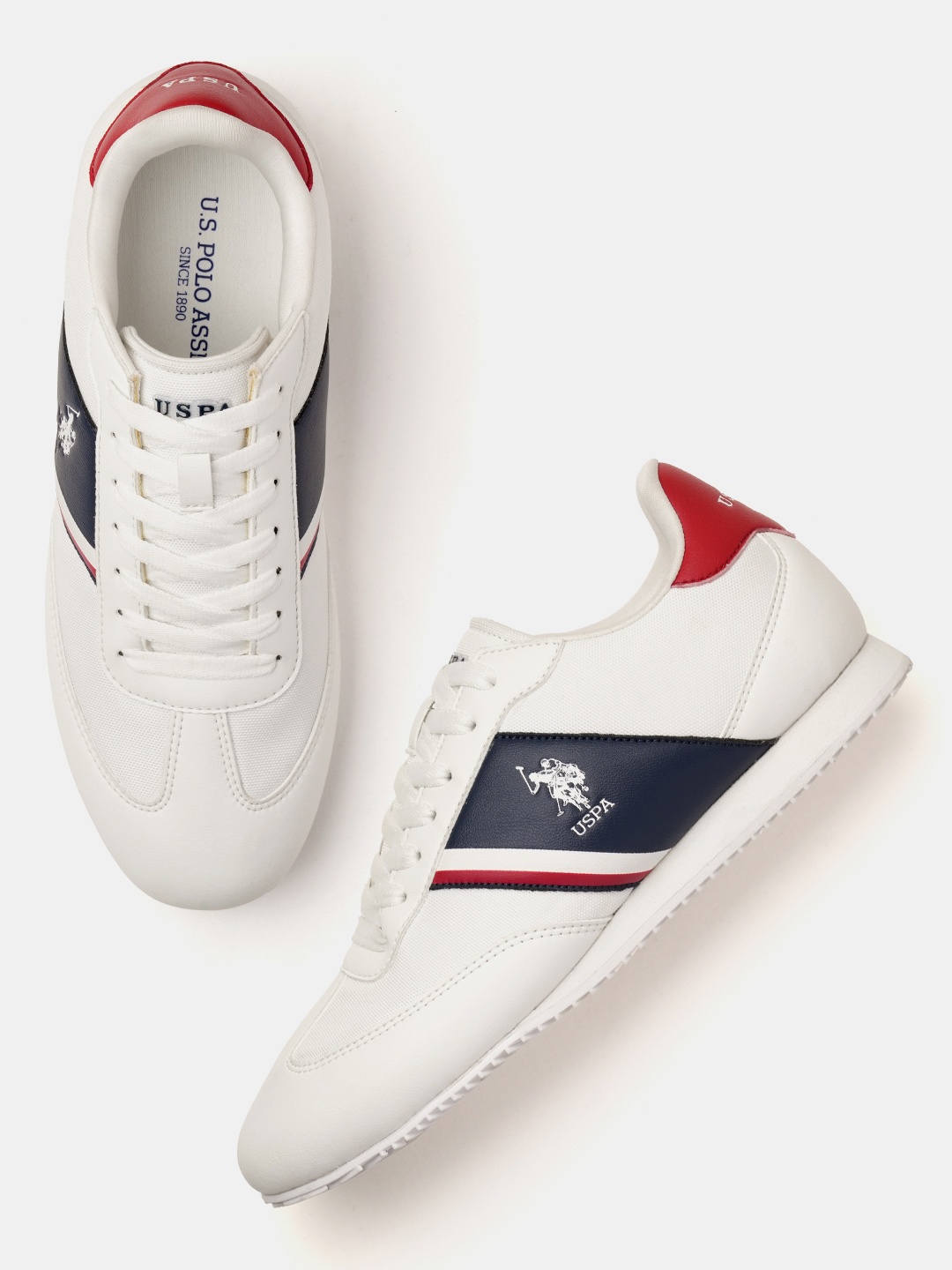 

U.S. Polo Assn. Men Round Toe Lace-Ups Sneakers, Off white