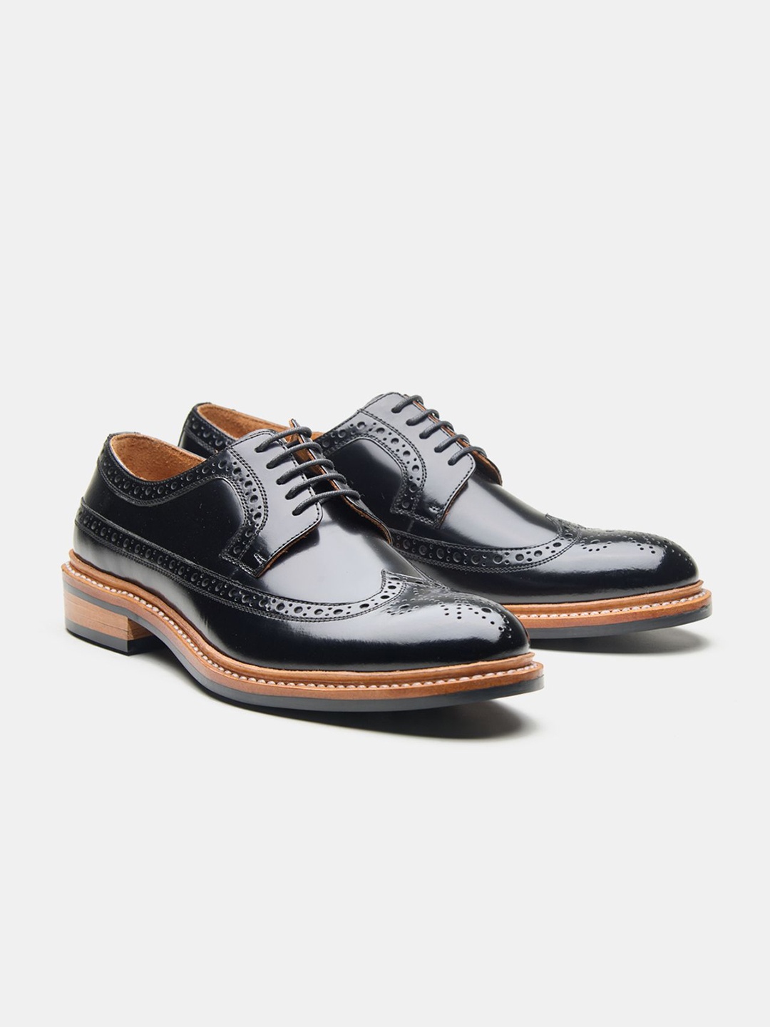 

KOZASKO Men Leather Formal Brogues Shoes, Black