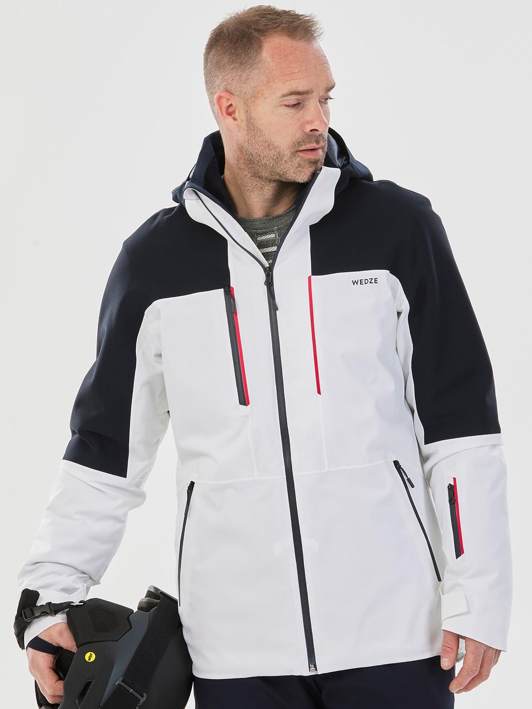 

WEDZE By Decathlon Men Hooded Colourblocked Casual Tailored Jacket, White