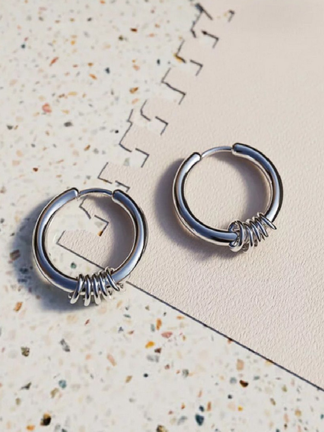 

RUHI COLLECTION Surgical Circular Hoop Earrings, Silver