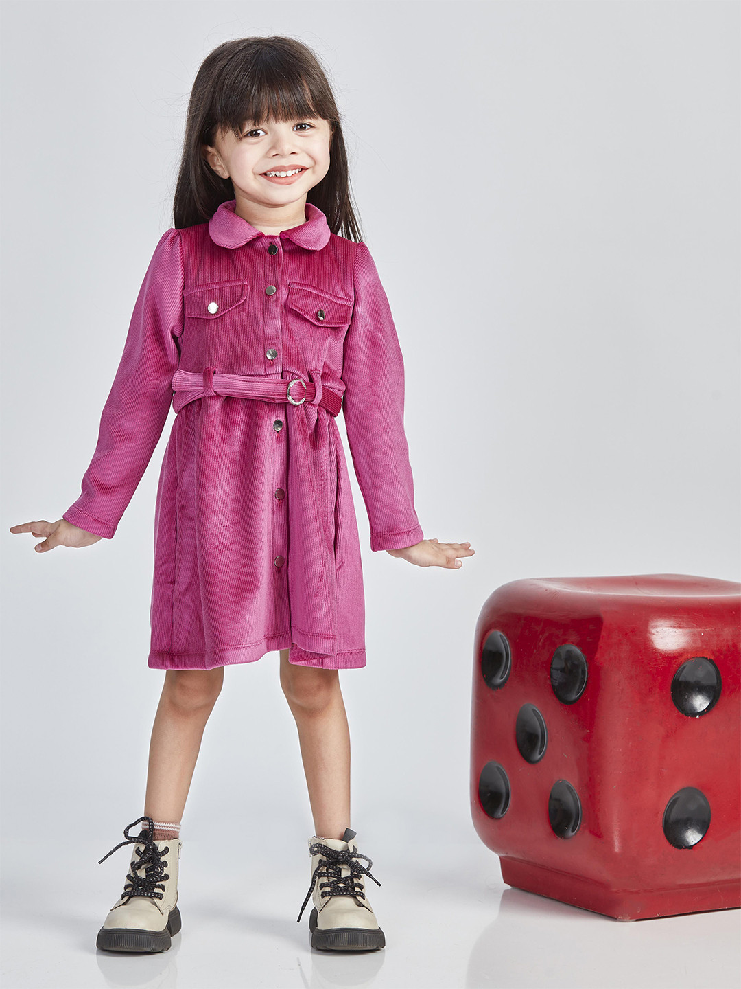

Peppermint Girls Shirt Knee Length Dress, Pink