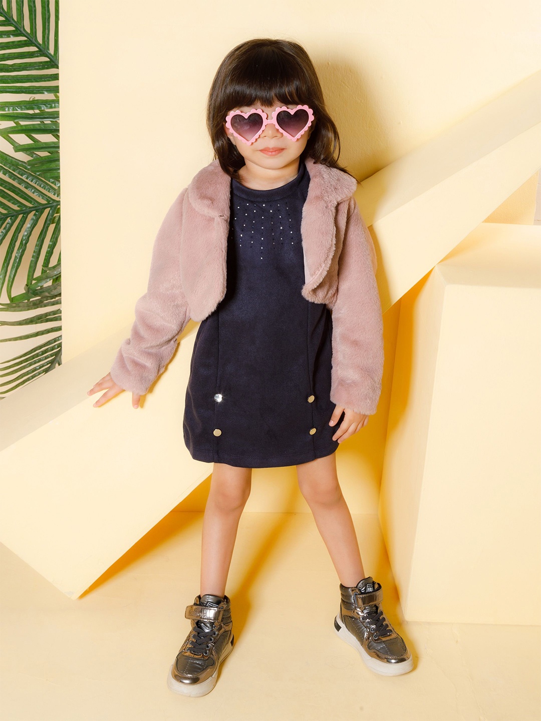

Peppermint Girls Embellished A-Line Dress, Navy blue