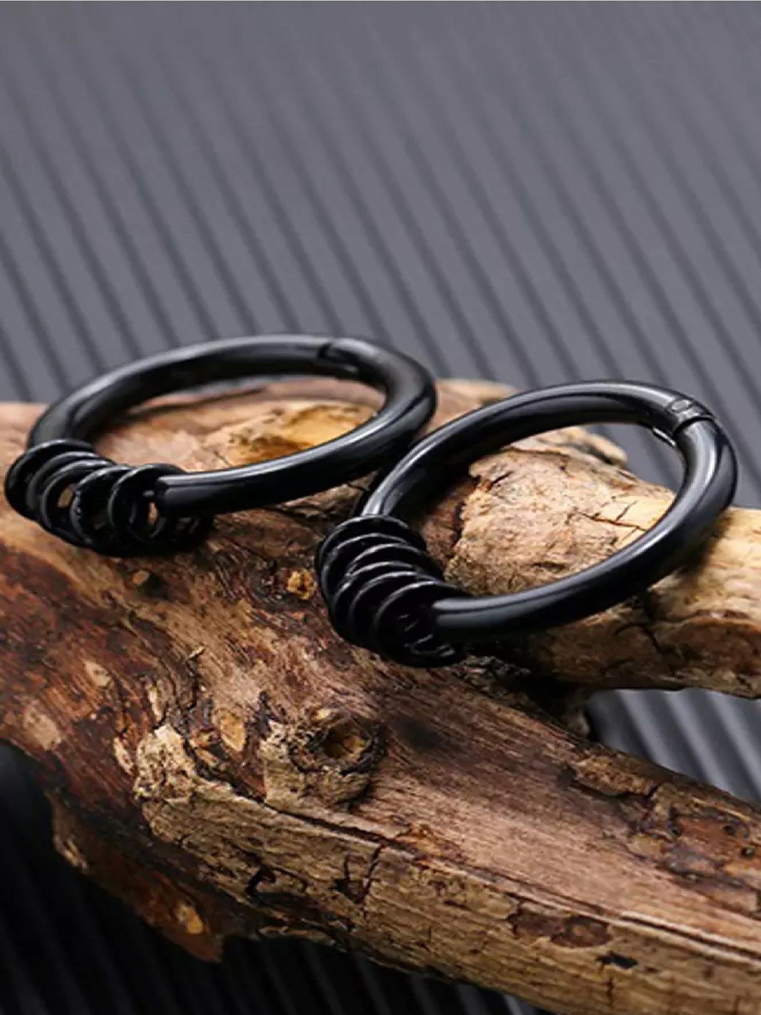 

RUHI COLLECTION Surgical Circular Hoop Earrings, Black