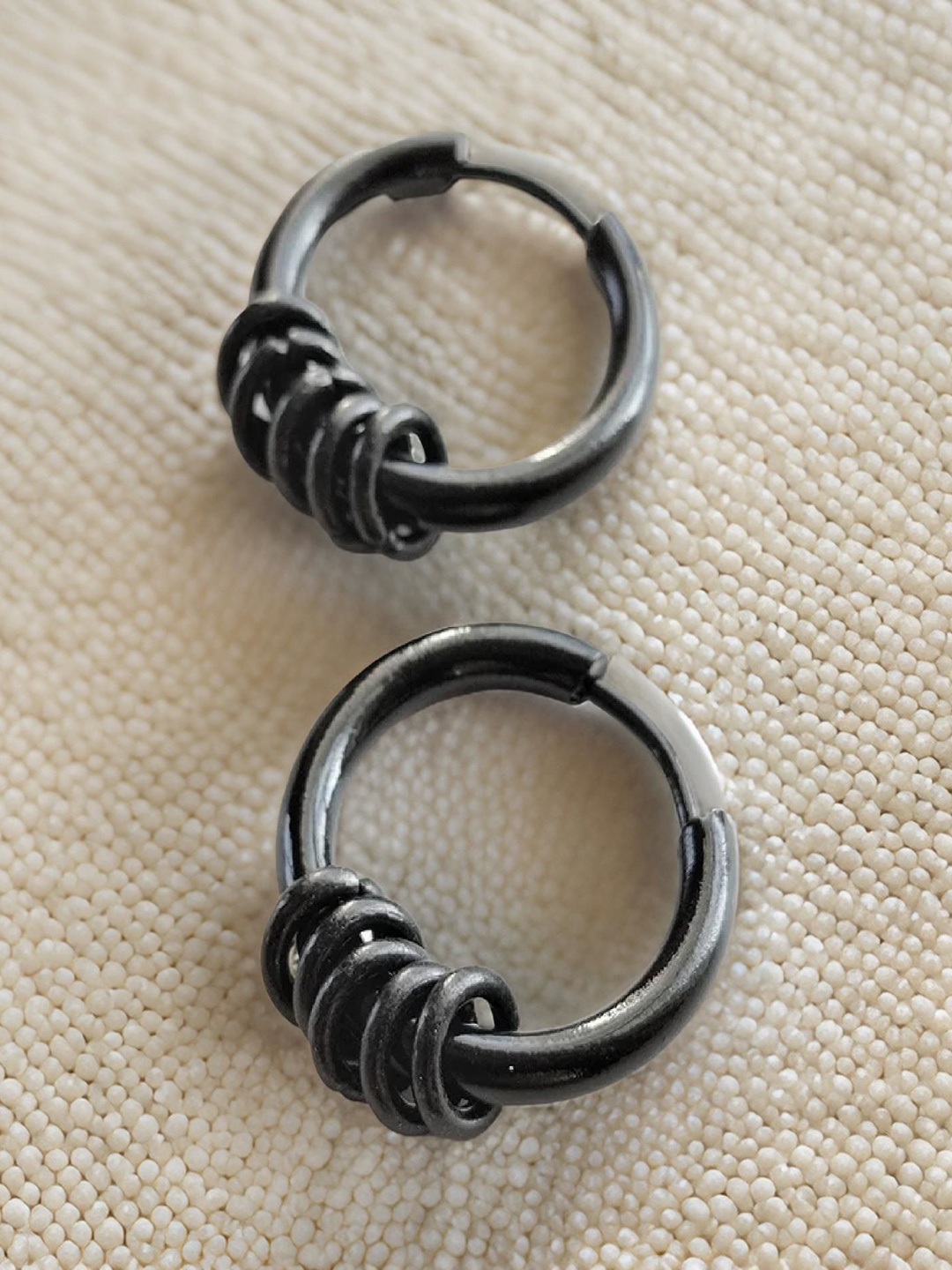 

RUHI COLLECTION Stainless Steel Circular Surgical Hoop Earrings, Black