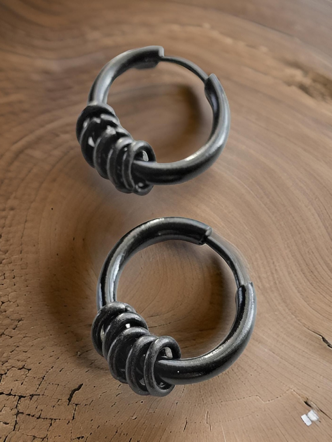 

RUHI COLLECTION Surgical Circular Hoop Earrings, Black