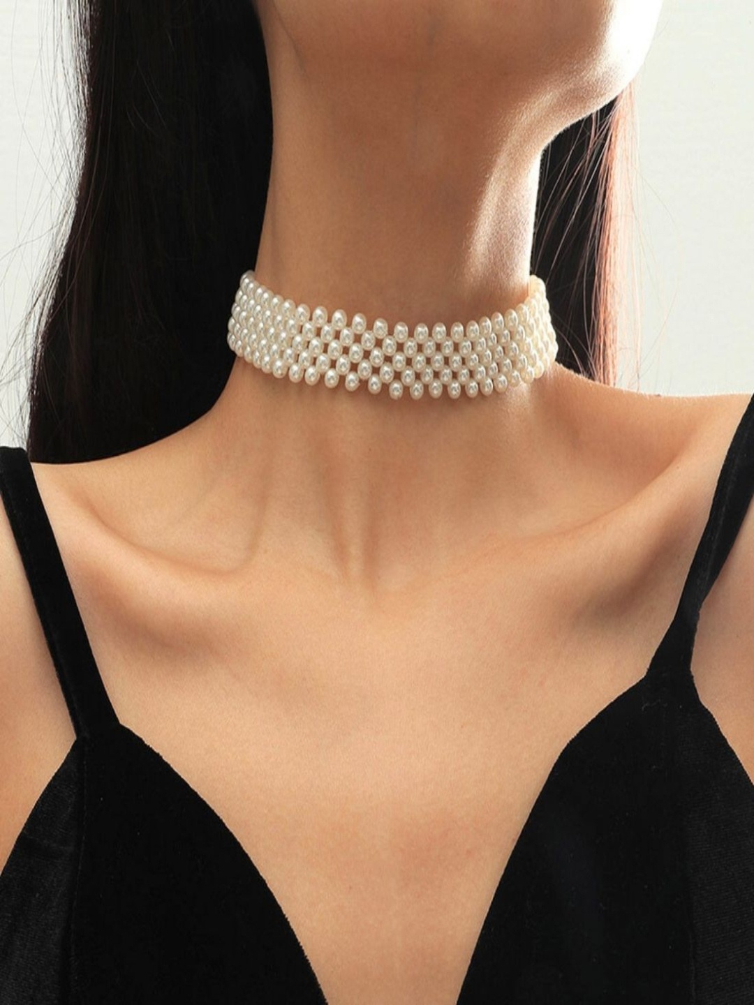 

AQUASTREET Silver-Plated Faux Pearl Statement Choker Necklace