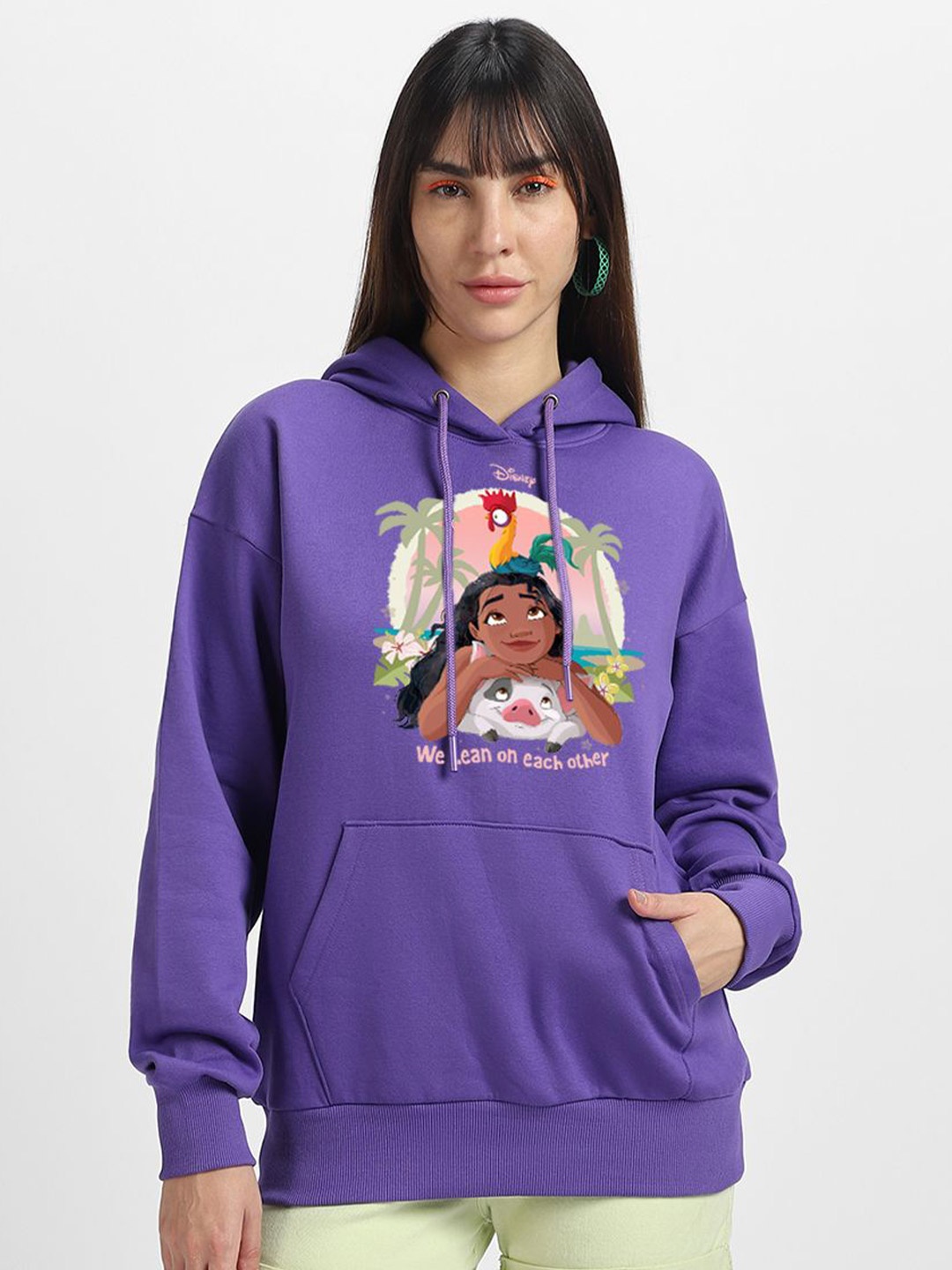 

JUNEBERRY Disney Moana Printed Hooded Pullover Sweatshirt, Purple